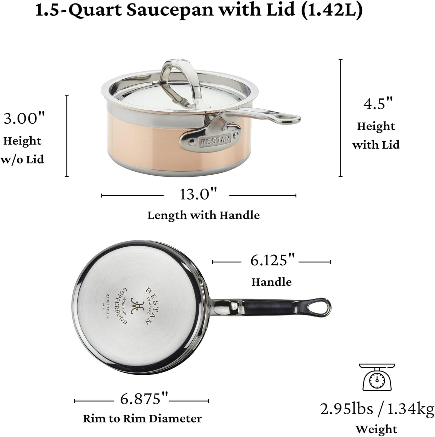 image:imageHestan CopperBond Collection 100 Pure Copper 10Piece Ultimate Cookware Set Induction Cooktop Compatible15 Quarts