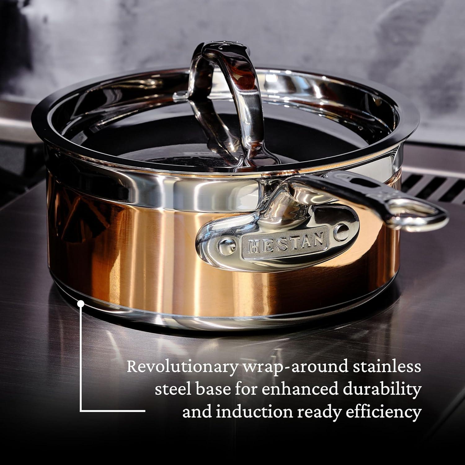 image:imageHestan CopperBond Collection 100 Pure Copper 10Piece Ultimate Cookware Set Induction Cooktop Compatible15 Quarts