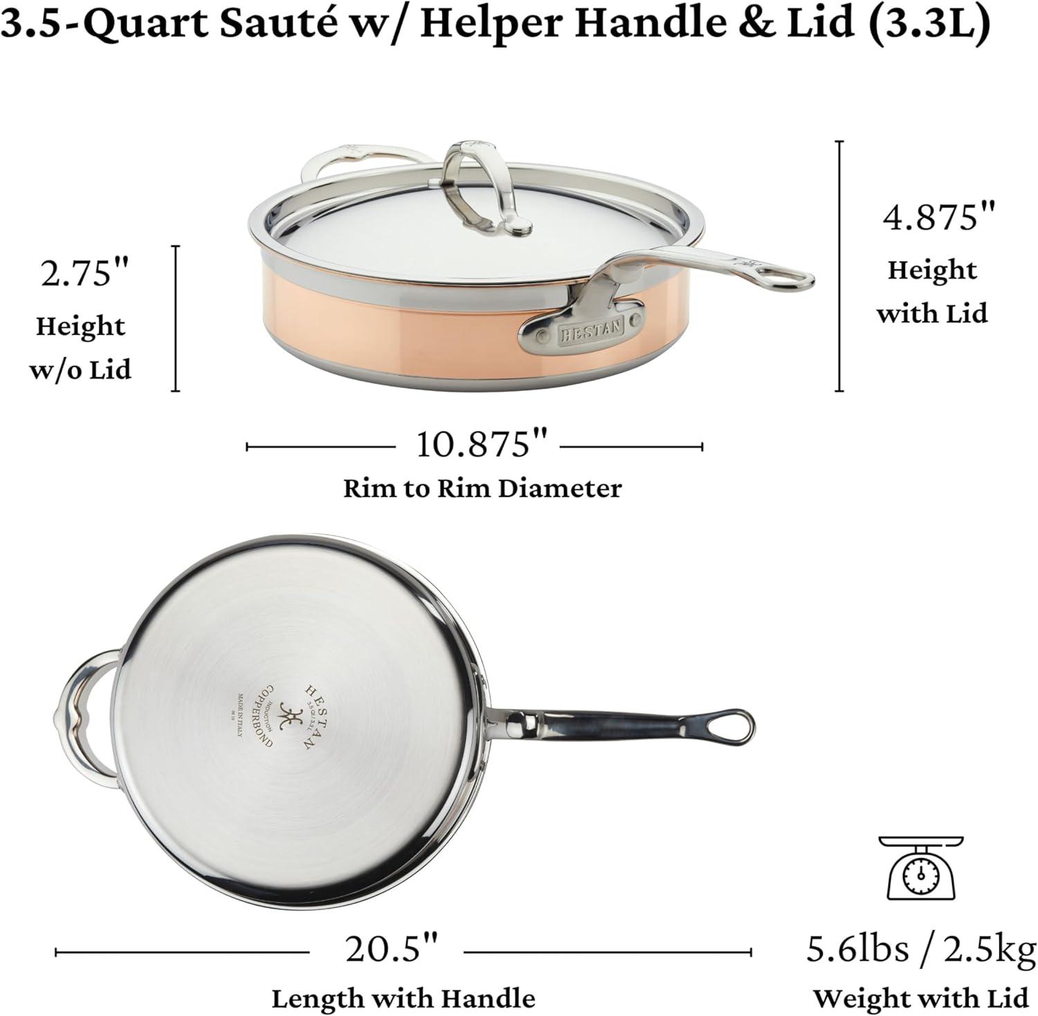 image:imageHestan CopperBond Collection 100 Pure Copper 10Piece Ultimate Cookware Set Induction Cooktop Compatible35 Quarts