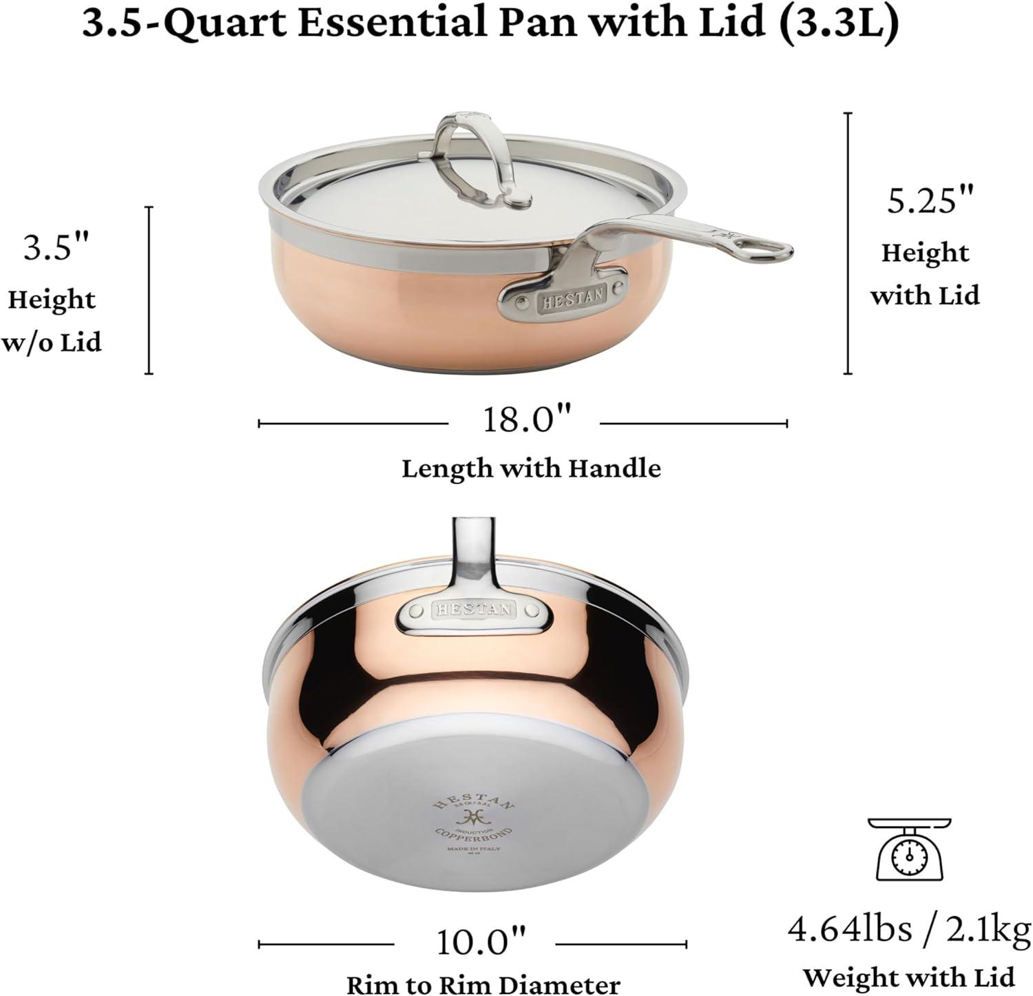 image:imageHestan CopperBond Collection 100 Pure Copper 10Piece Ultimate Cookware Set Induction Cooktop CompatibleAllInOne Pan 35Quart