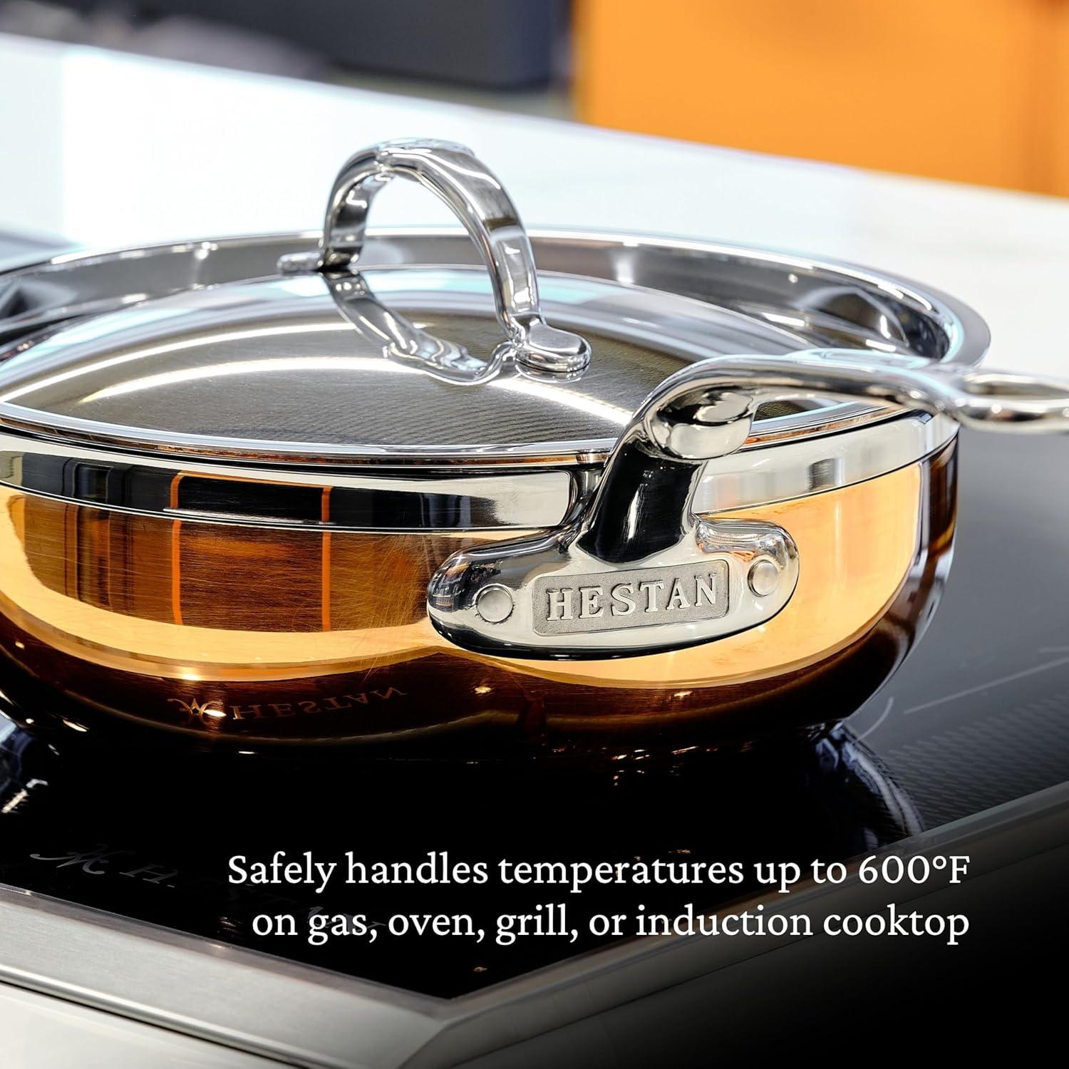image:imageHestan CopperBond Collection 100 Pure Copper 10Piece Ultimate Cookware Set Induction Cooktop CompatibleAllInOne Pan 35Quart