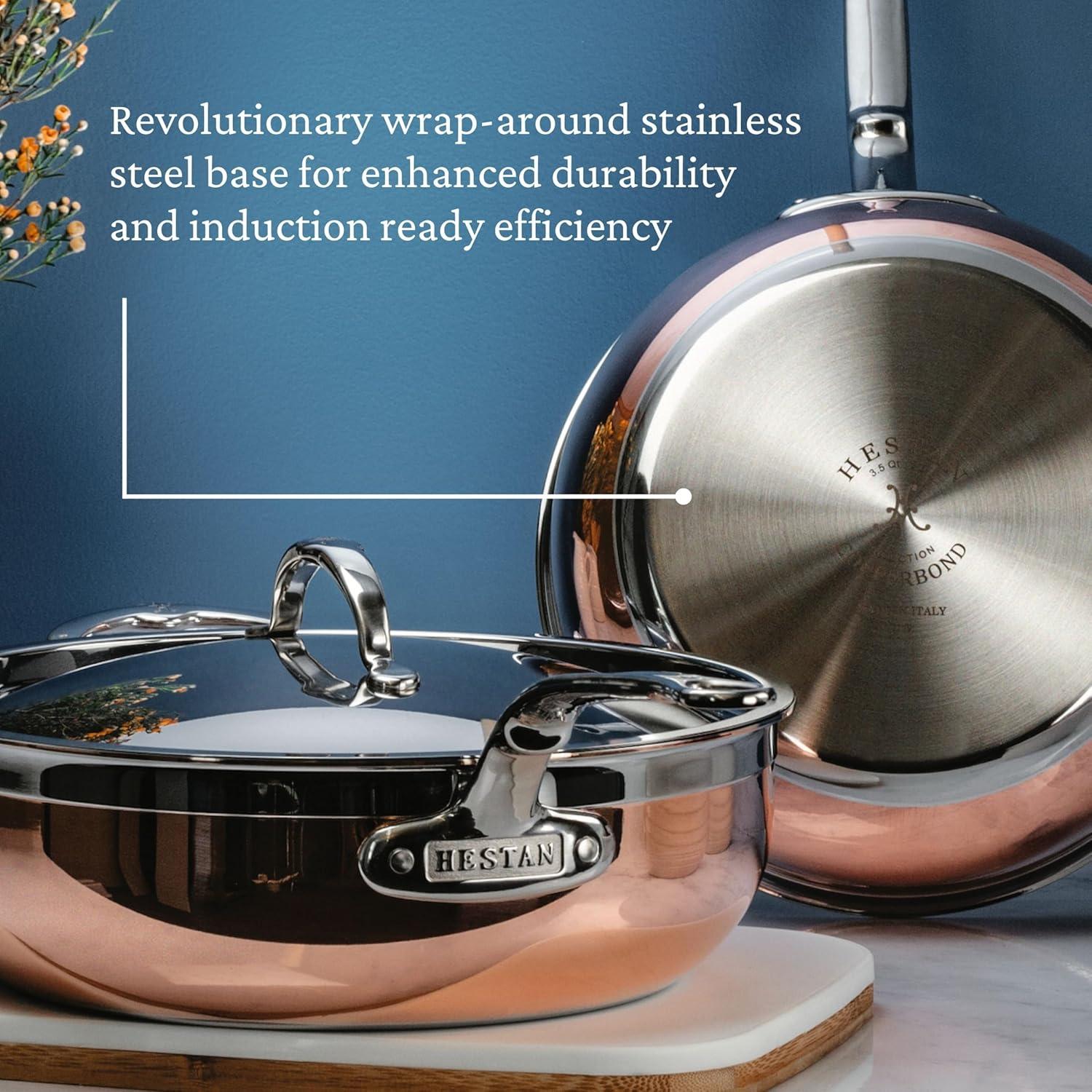 image:imageHestan CopperBond Collection 100 Pure Copper 10Piece Ultimate Cookware Set Induction Cooktop CompatibleAllInOne Pan 35Quart