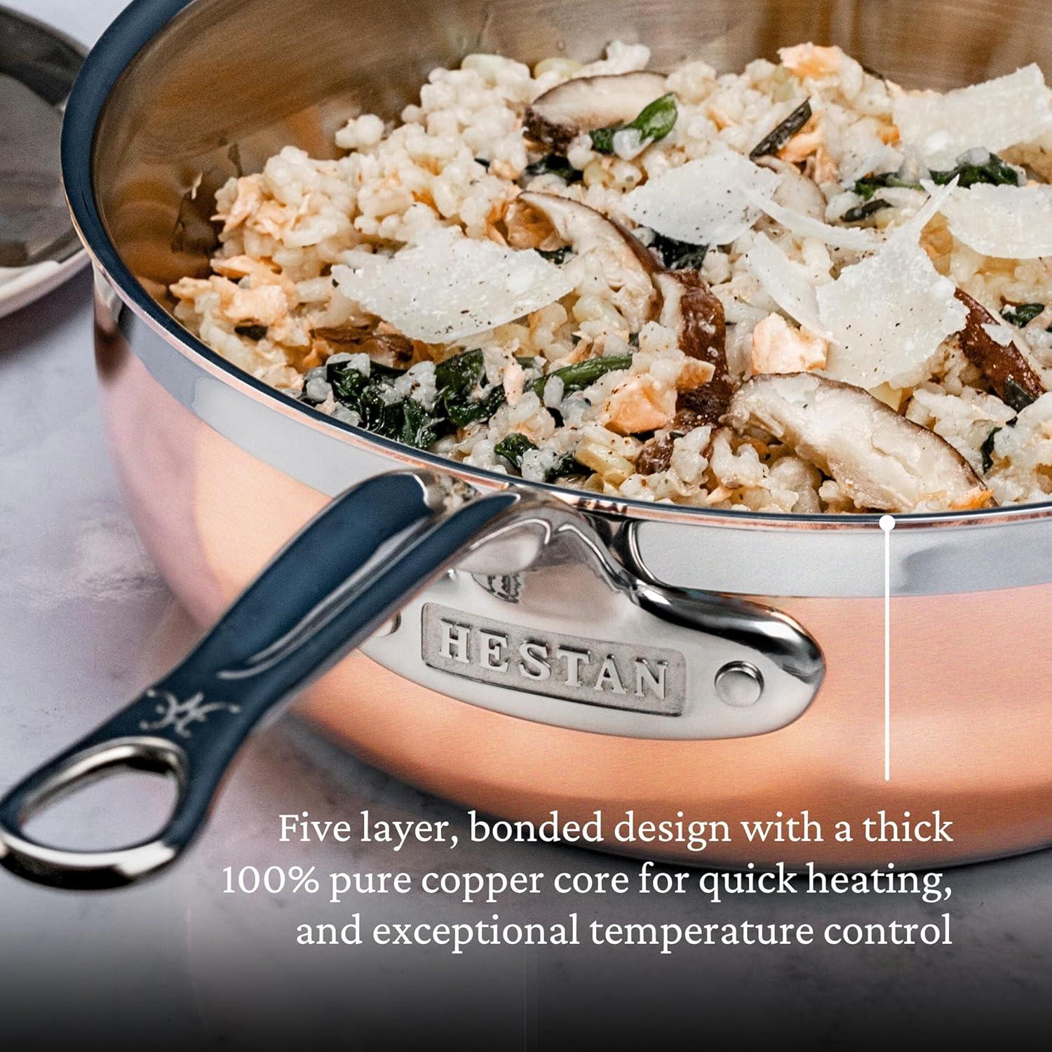 image:imageHestan CopperBond Collection 100 Pure Copper 10Piece Ultimate Cookware Set Induction Cooktop CompatibleAllInOne Pan 35Quart