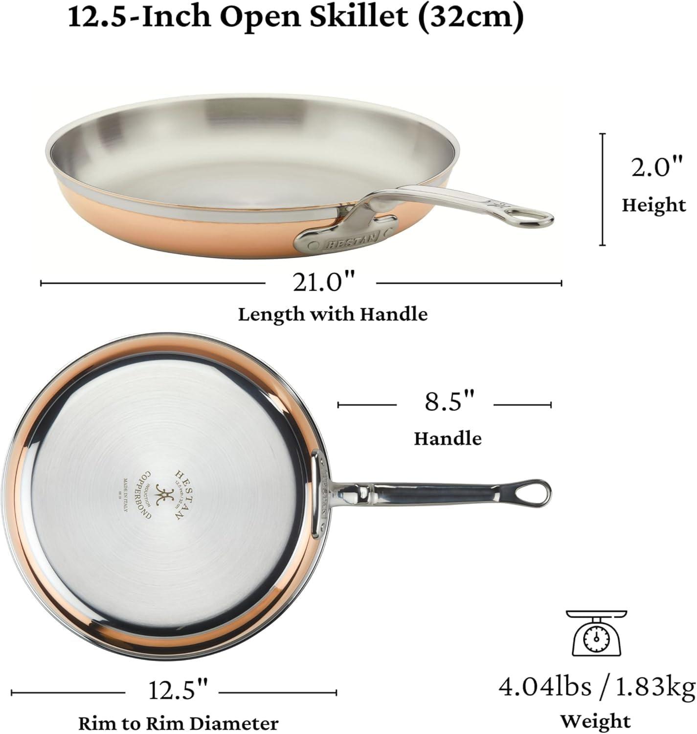 image:imageHestan CopperBond Collection 100 Pure Copper 10Piece Ultimate Cookware Set Induction Cooktop CompatibleFrying Pan 125Inch