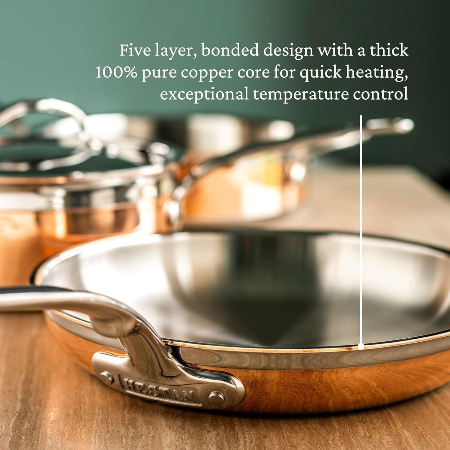 image:imageHestan CopperBond Collection 100 Pure Copper 10Piece Ultimate Cookware Set Induction Cooktop CompatibleFrying Pan 125Inch