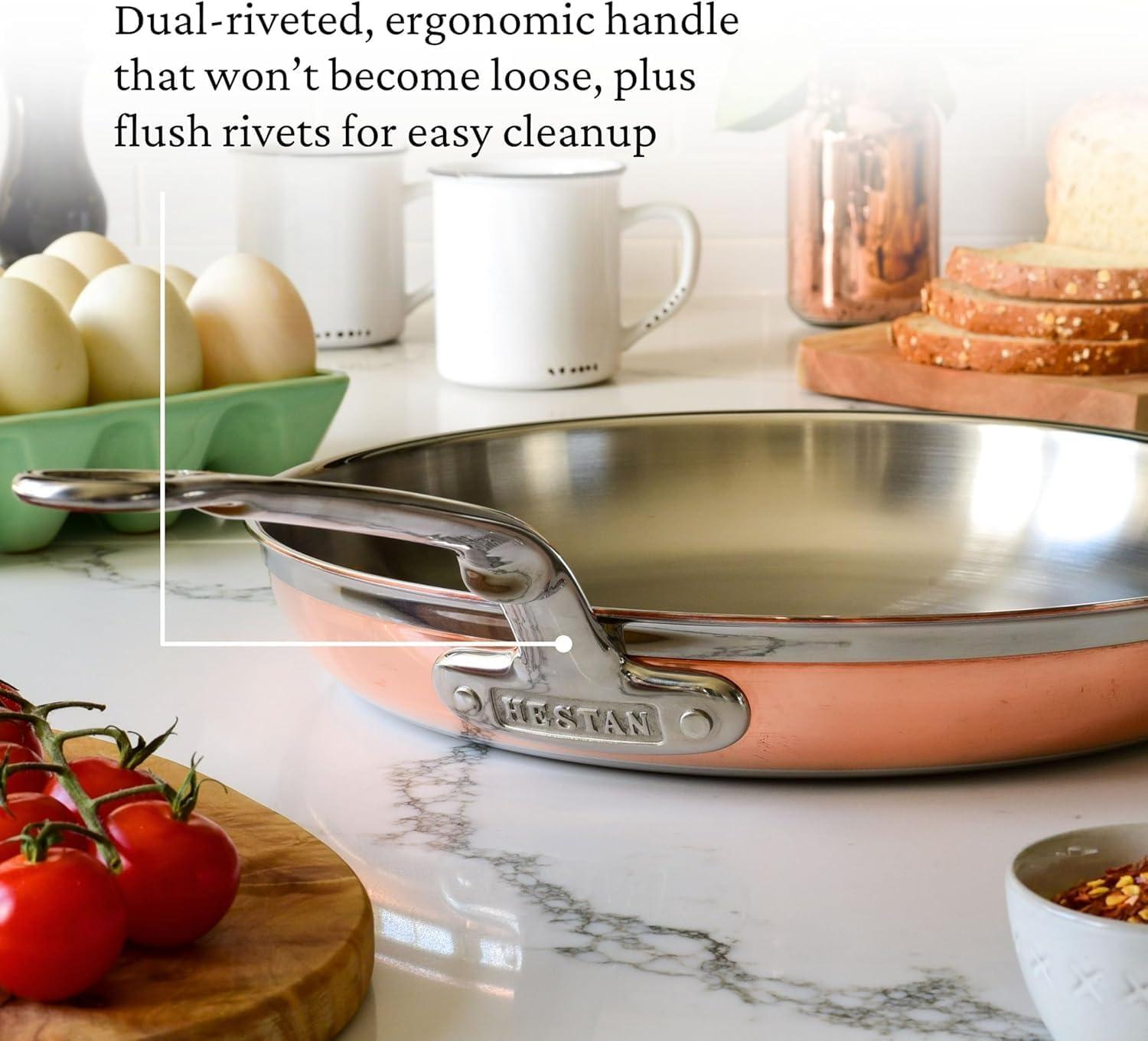 image:imageHestan CopperBond Collection 100 Pure Copper 10Piece Ultimate Cookware Set Induction Cooktop CompatibleFrying Pan 125Inch