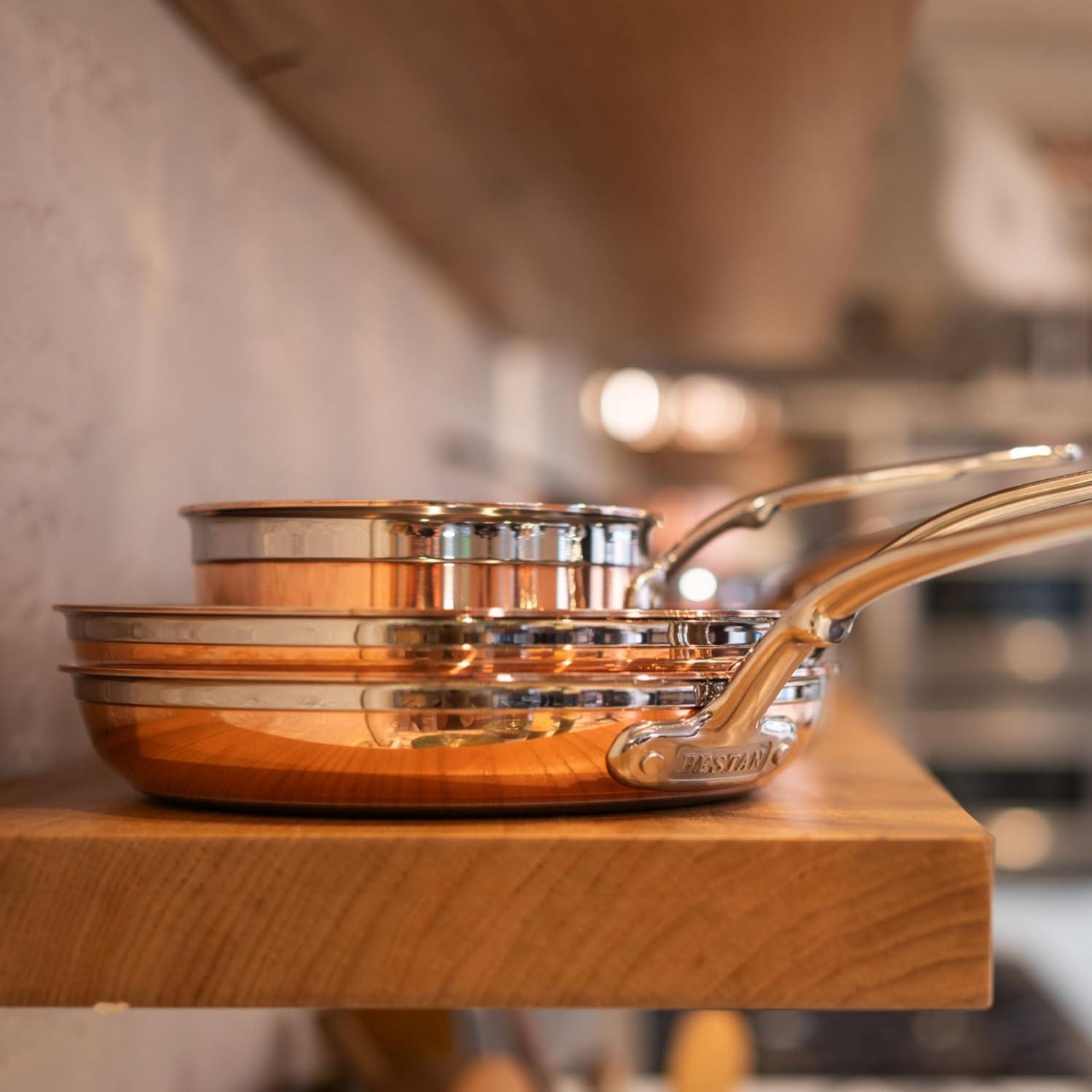 image:imageHestan CopperBond Collection 100 Pure Copper 10Piece Ultimate Cookware Set Induction Cooktop CompatibleFrying Pan 125Inch