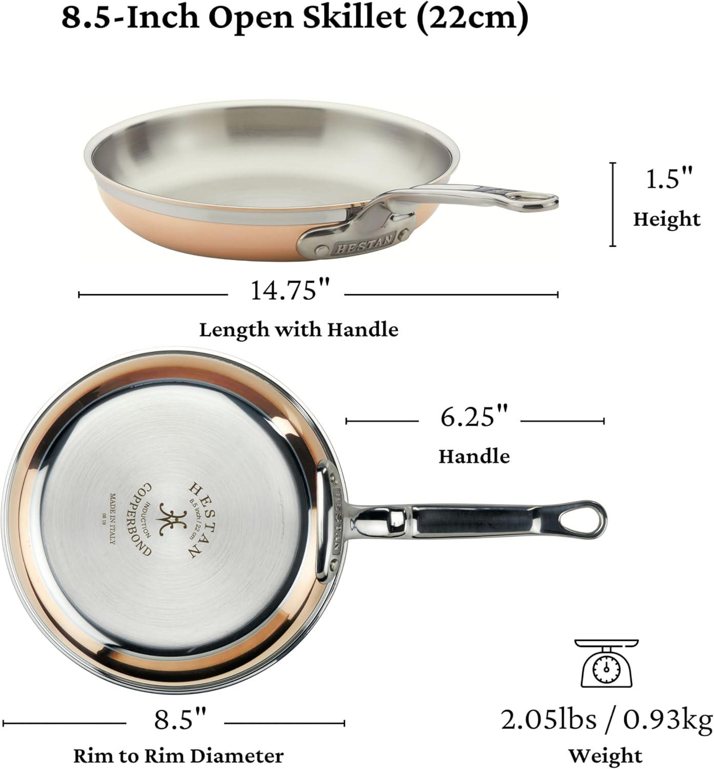 image:imageHestan CopperBond Collection 100 Pure Copper 10Piece Ultimate Cookware Set Induction Cooktop CompatibleFrying Pan 85inch