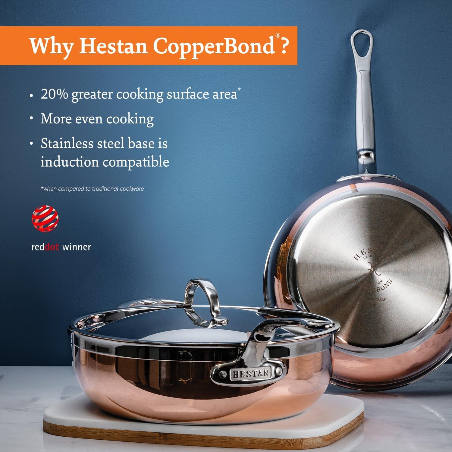 image:imageHestan CopperBond Collection 100 Pure Copper 10Piece Ultimate Cookware Set Induction Cooktop CompatibleSaucier Pan 2Quart