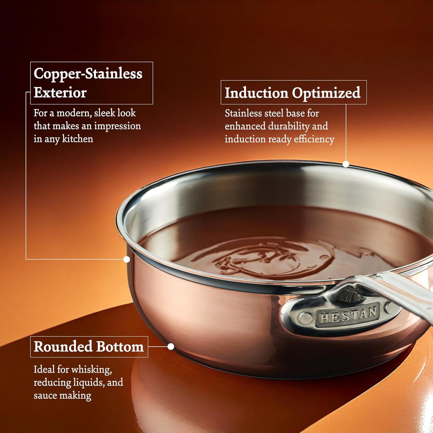 image:imageHestan CopperBond Collection 100 Pure Copper 10Piece Ultimate Cookware Set Induction Cooktop CompatibleSaucier Pan 2Quart