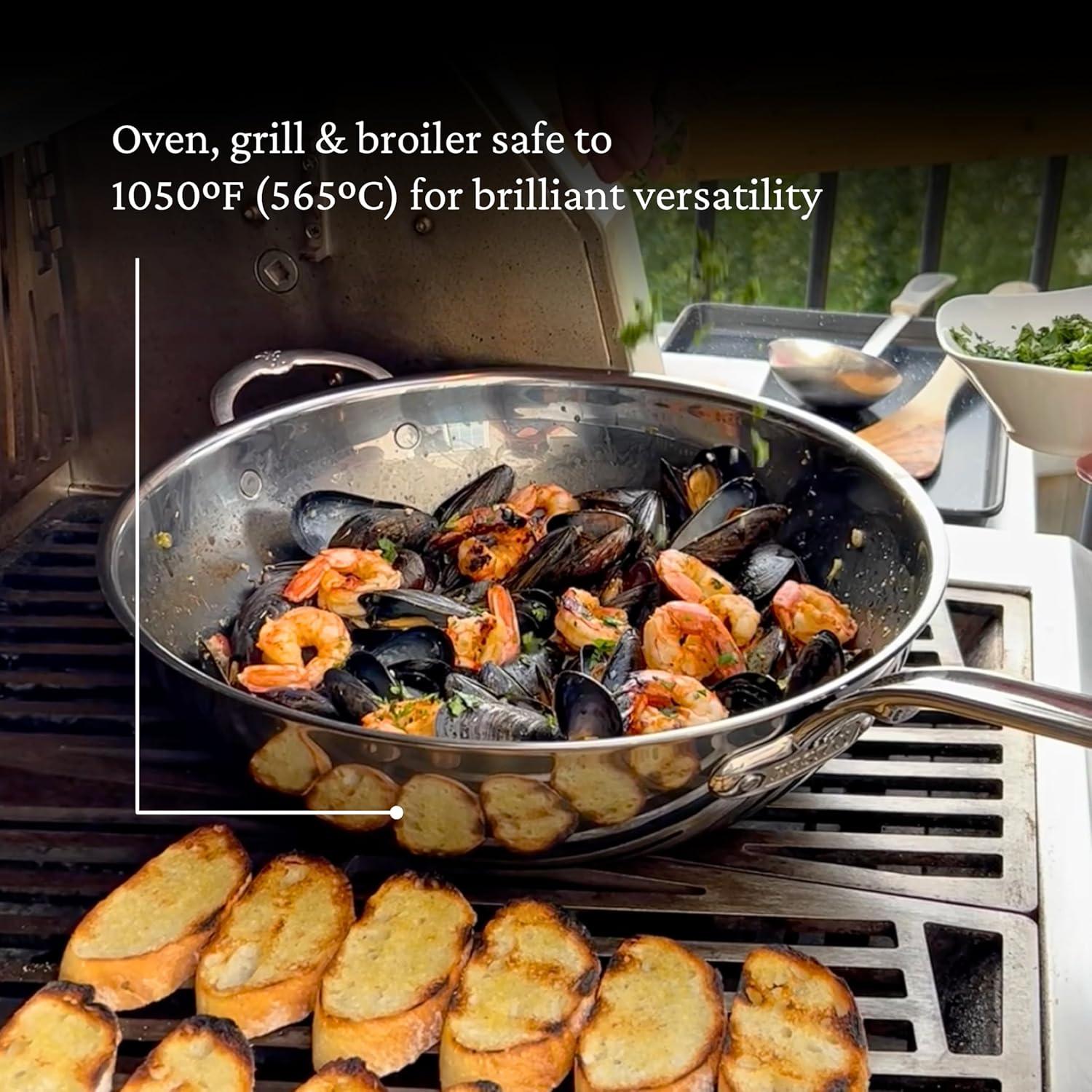 image:imageHestan NanoBond Collection Stainless Steel Chefs Pan Induction Cooktop Compatible 14Inch