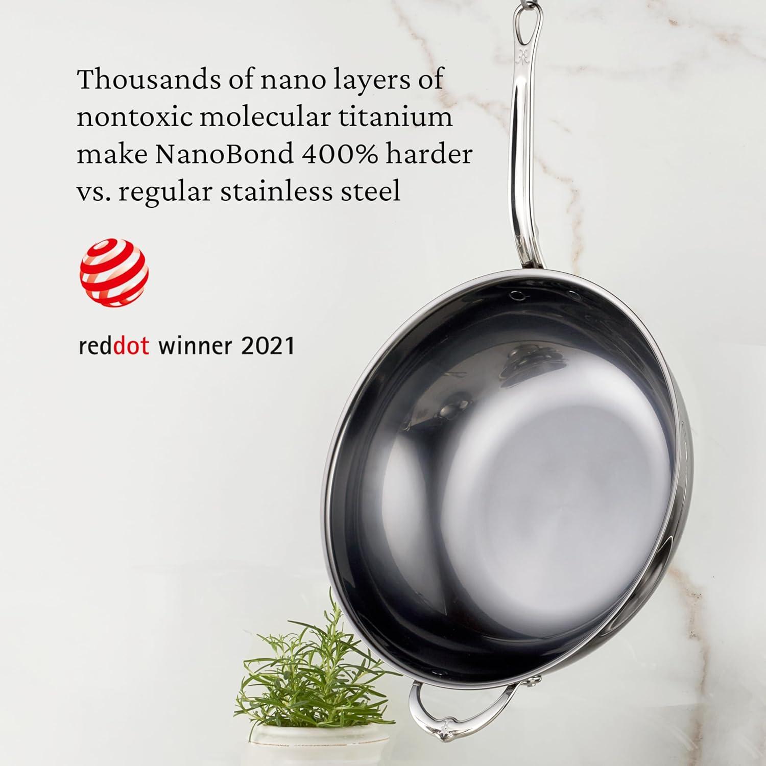 image:imageHestan NanoBond Collection Stainless Steel Chefs Pan Induction Cooktop Compatible 14Inch
