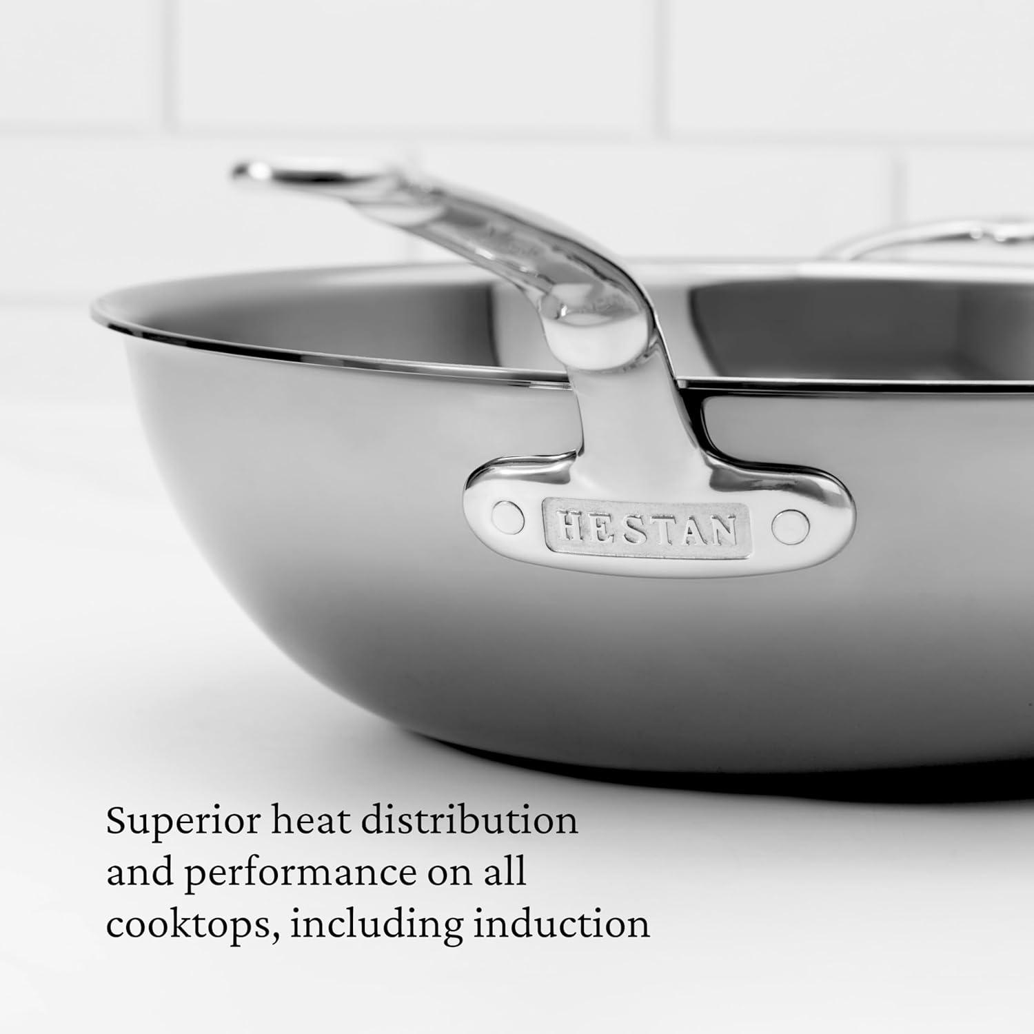 image:imageHestan NanoBond Collection Stainless Steel Chefs Pan Induction Cooktop Compatible 14Inch