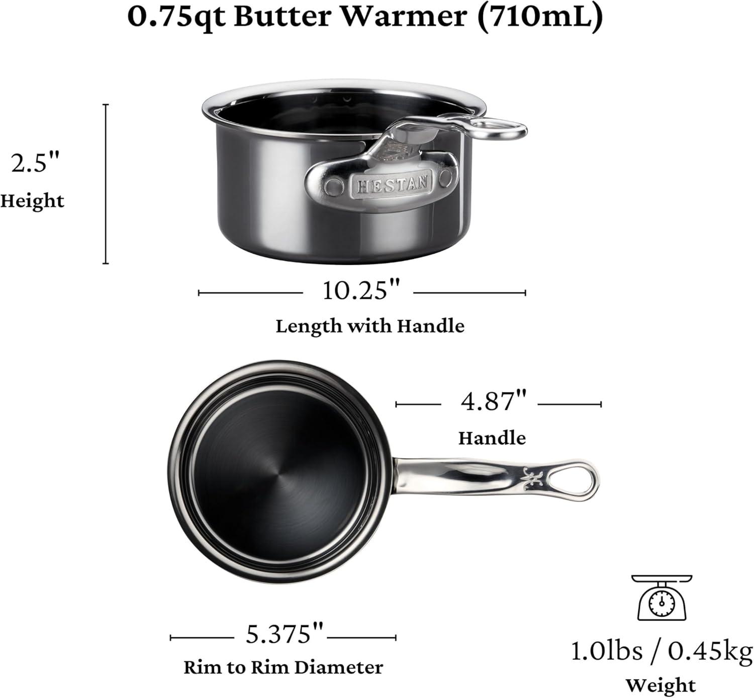 image:imageHestan NanoBond Collection Stainless Steel Titanium Butter Warmer Induction Cooktop Compatible 075 Quart08 Quarts