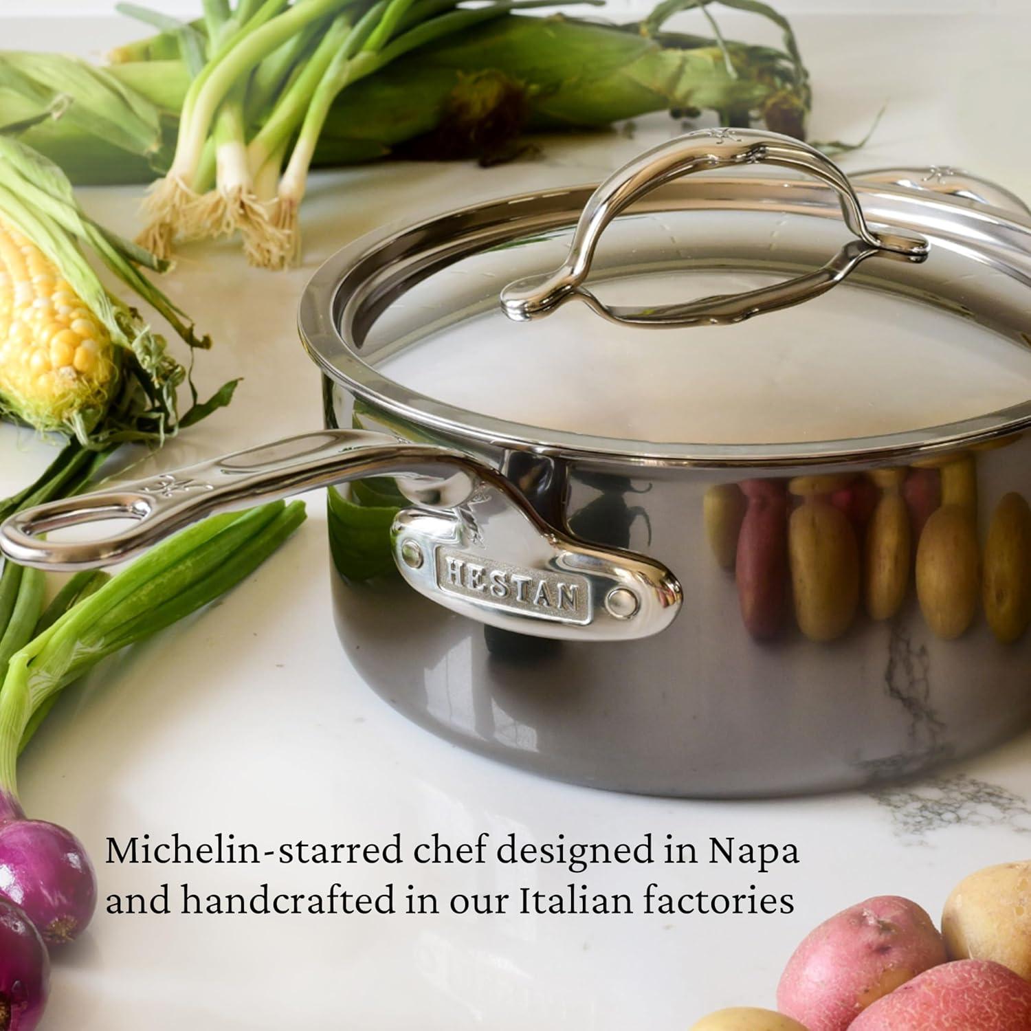 image:imageHestan NanoBond Collection Stainless Steel Titanium Sauce Pan Induction Cooktop Compatible 4 Quart