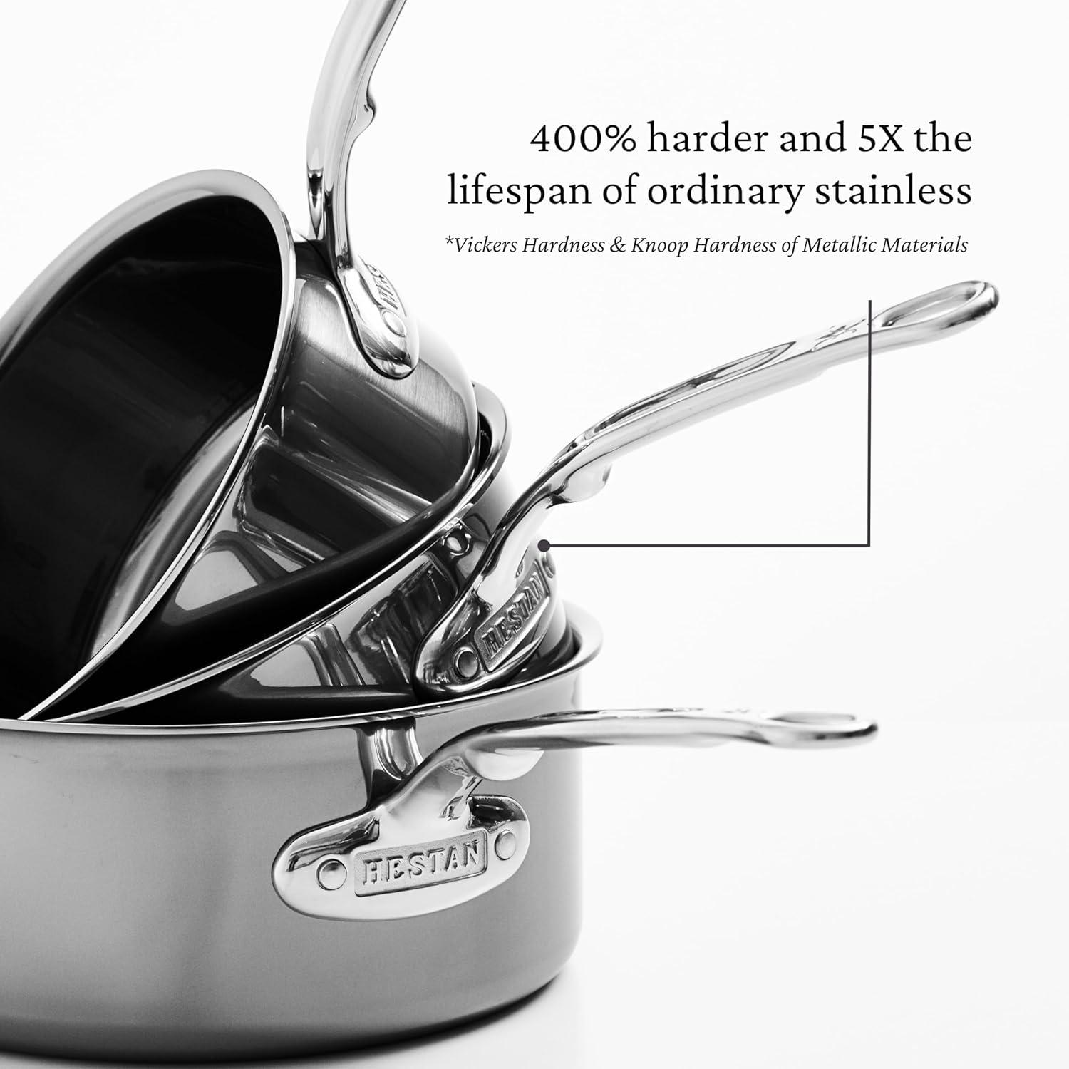 image:imageHestan NanoBond Collection Stainless Steel Titanium Sauce Pan Induction Cooktop Compatible 4 Quart