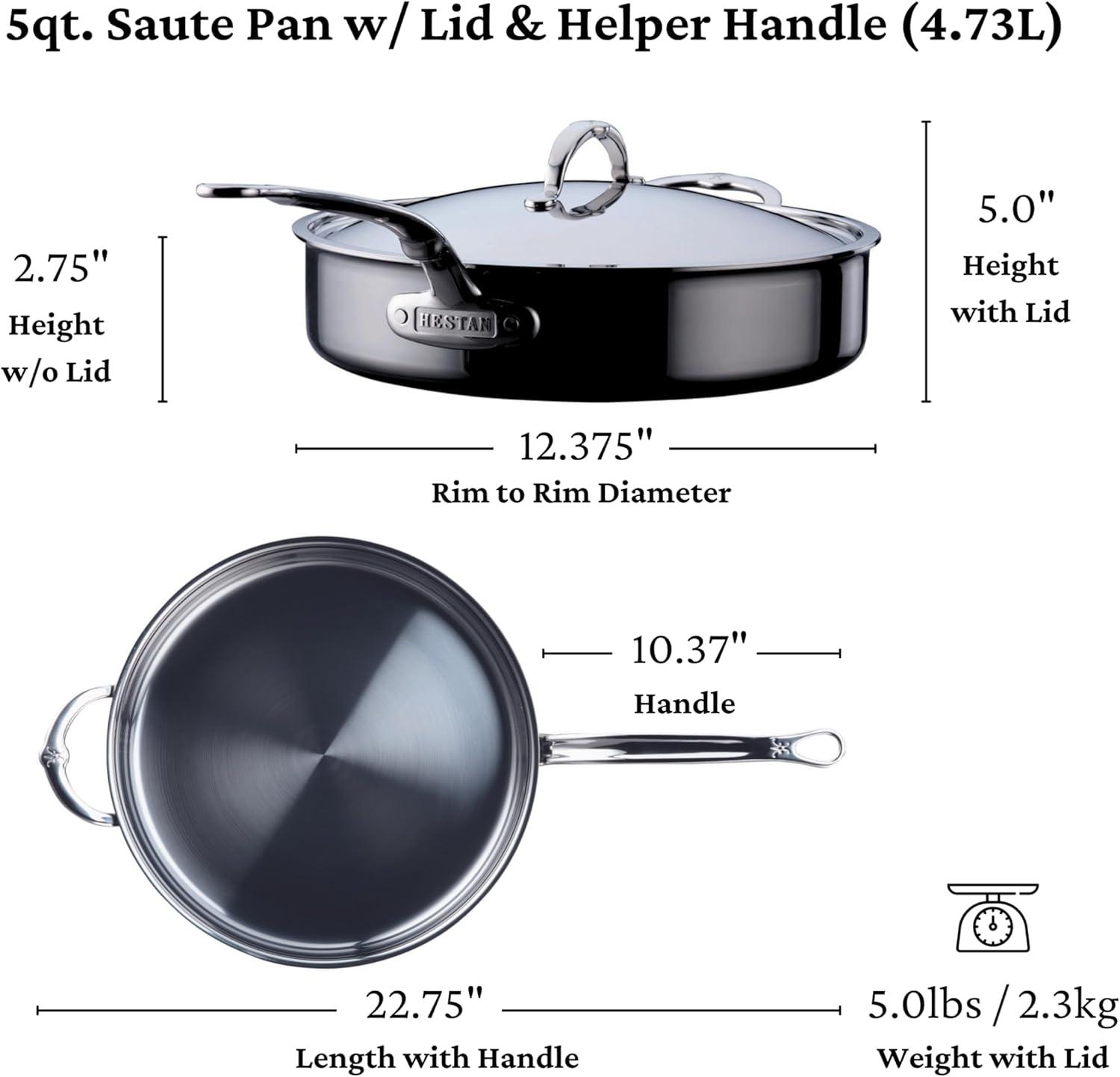 image:imageHestan NanoBond Collection Stainless Steel Titanium Saut Pan Induction Cooktop Compatible 5 Quart