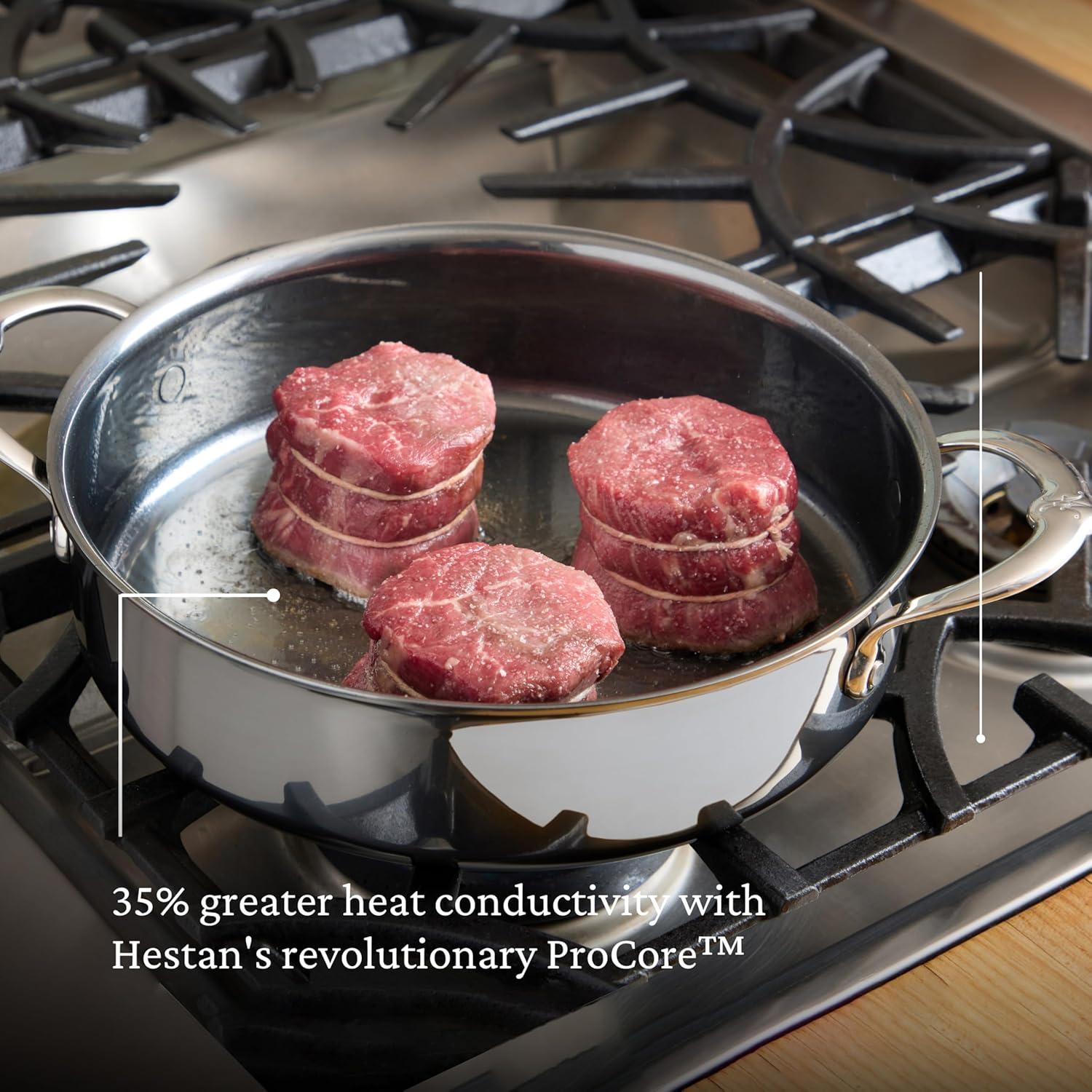 image:imageHestan NanoBond Collection Stainless Steel Titanium Sauteuse Induction Cooktop Compatible 35 Quart