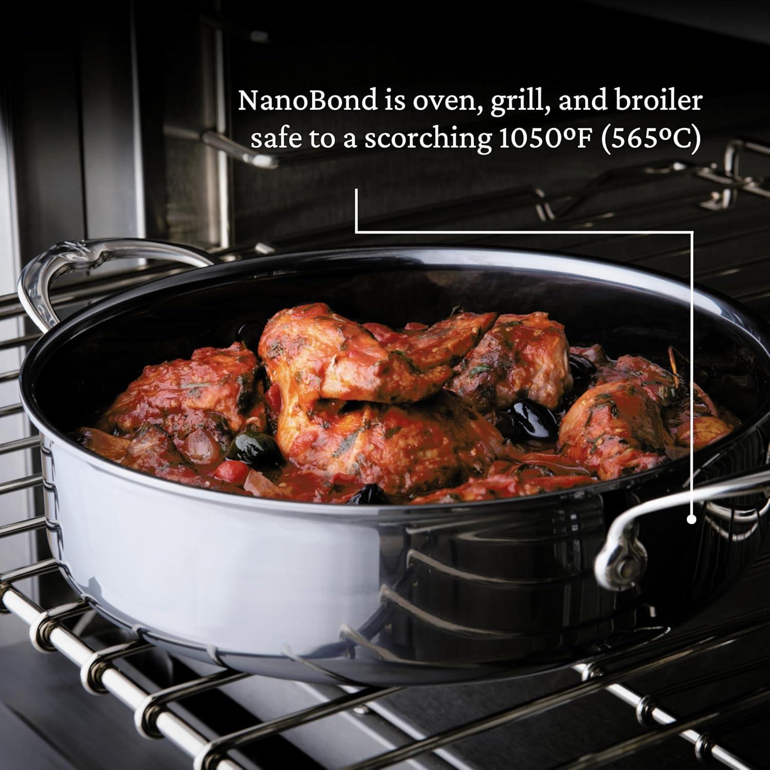 image:imageHestan NanoBond Collection Stainless Steel Titanium Sauteuse Induction Cooktop Compatible 35 Quart