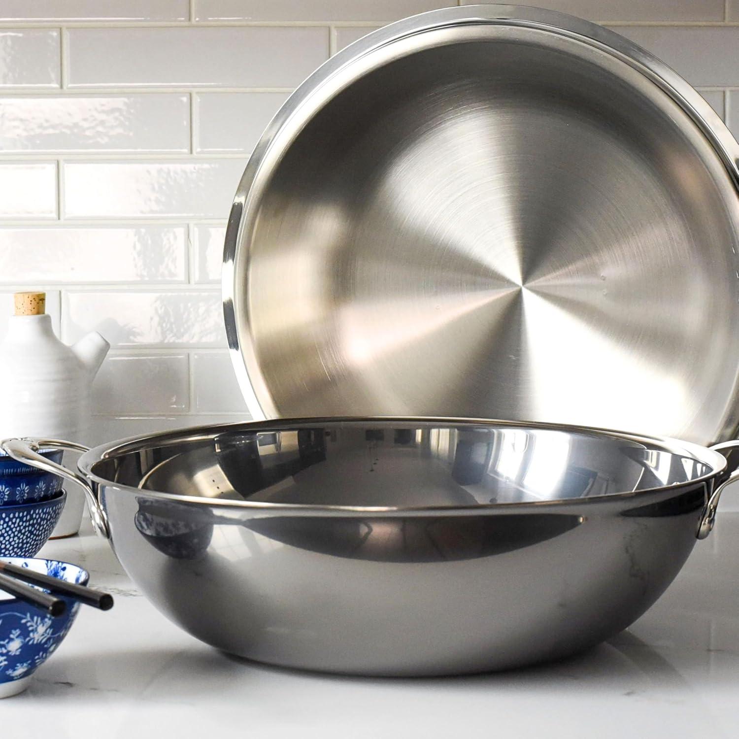 image:imageHestan NanoBond Collection Titanium Stainless Steel 14Inch Wok with Lid Toxin PFAS amp Chemical Free Clean Cookware Induction Cooktop Compatible