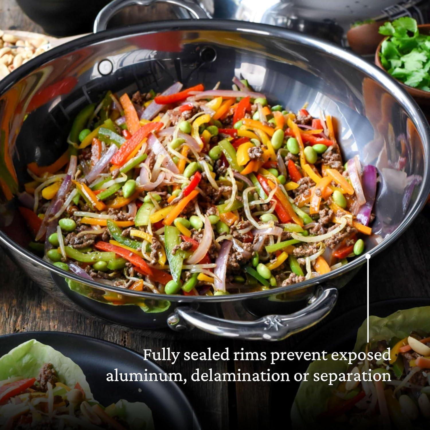 image:imageHestan NanoBond Collection Titanium Stainless Steel 14Inch Wok with Lid Toxin PFAS amp Chemical Free Clean Cookware Induction Cooktop Compatible