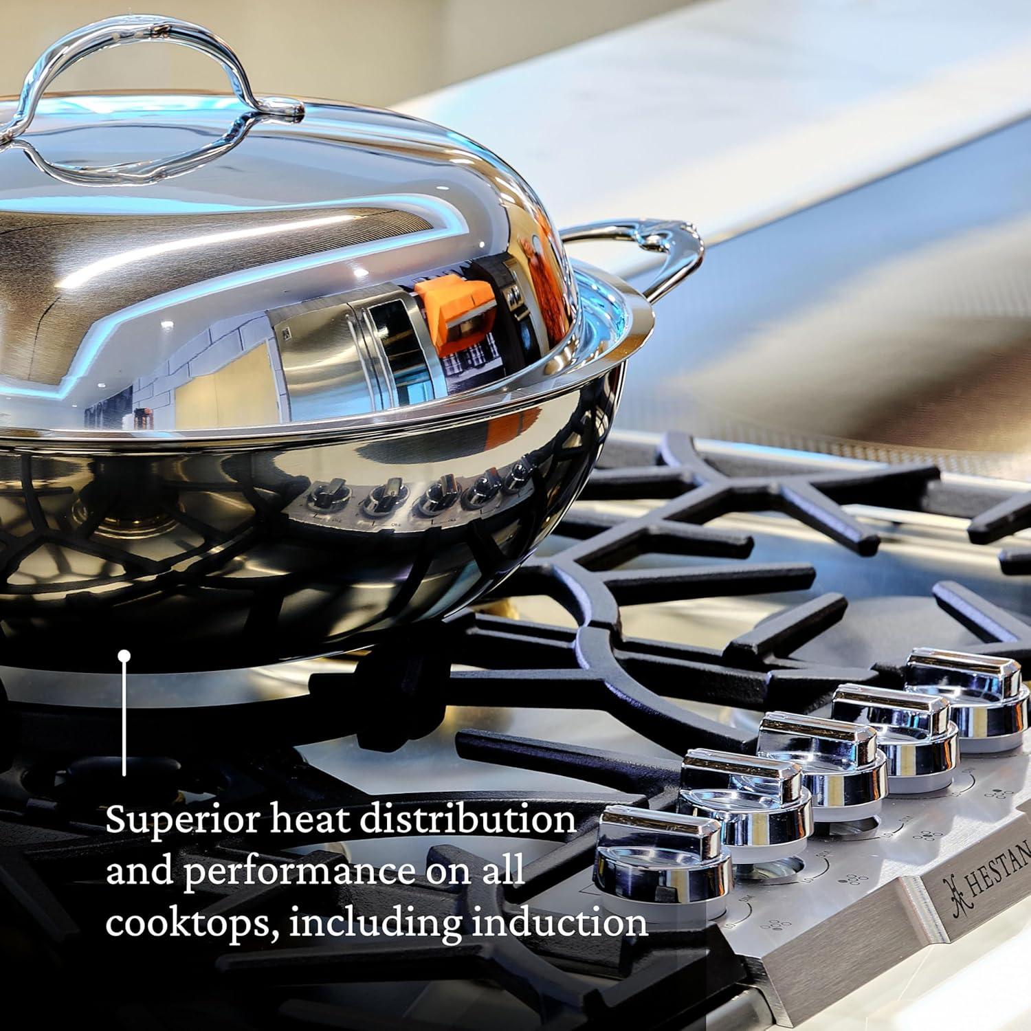 image:imageHestan NanoBond Collection Titanium Stainless Steel 14Inch Wok with Lid Toxin PFAS amp Chemical Free Clean Cookware Induction Cooktop Compatible