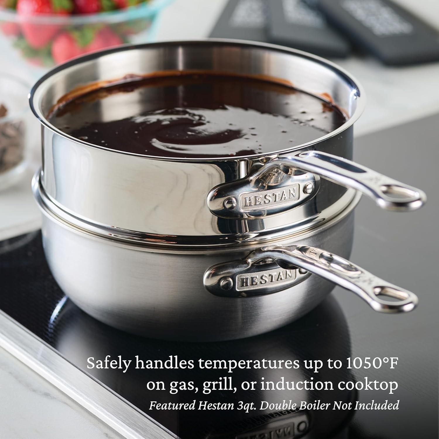 image:imageHestan NanoBond Collection Titanium Stainless Steel Saucier Pan with Lid Induction Cooktop Compatible 2Quart