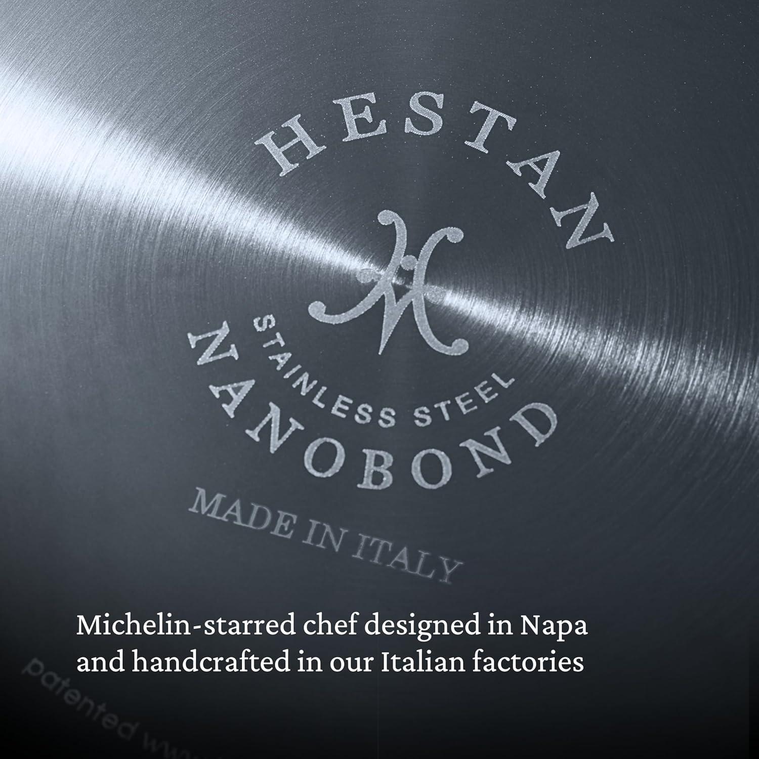 image:imageHestan NanoBond Collection Titanium Stainless Steel Saucier Pan with Lid Induction Cooktop Compatible 2Quart