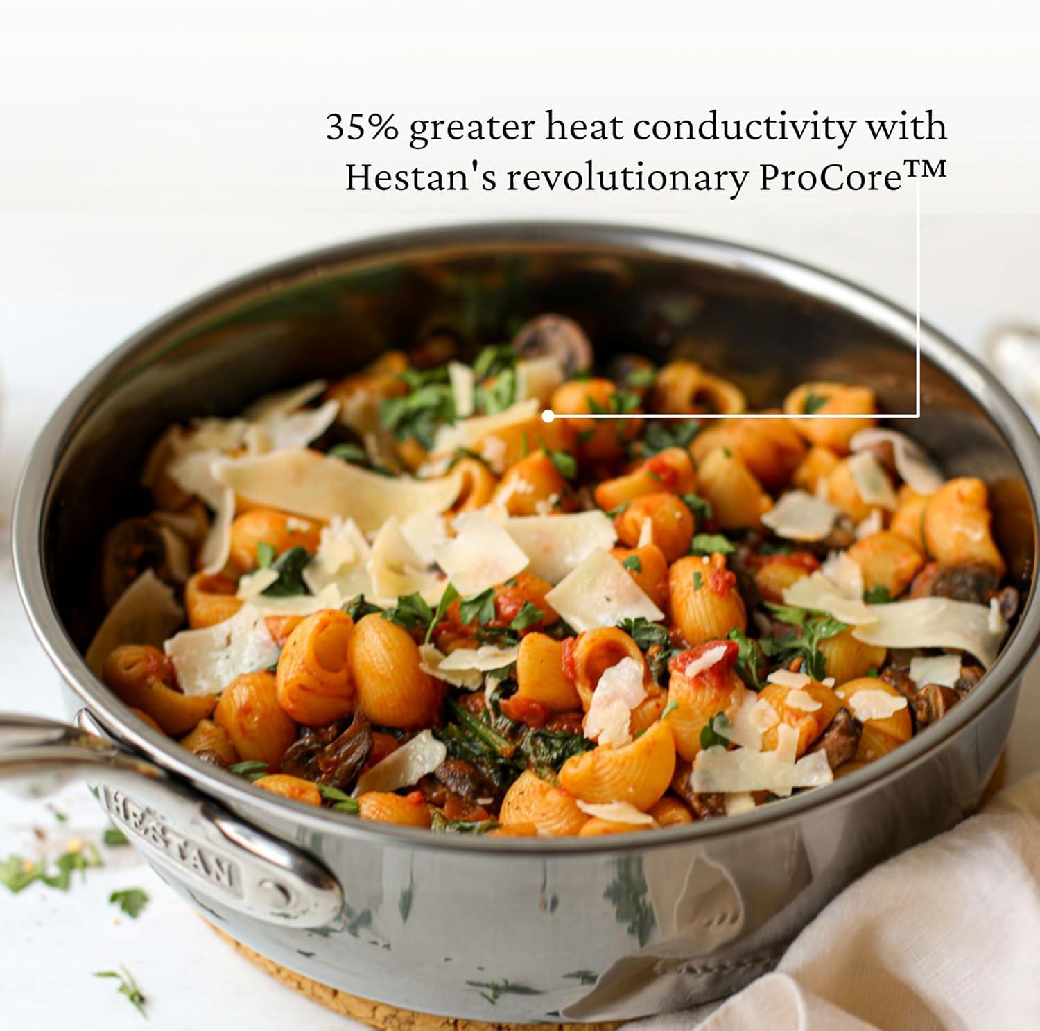 image:imageHestan NanoBond Collection Titanium Stainless Steel Saucier Pan with Lid Induction Cooktop Compatible 2Quart