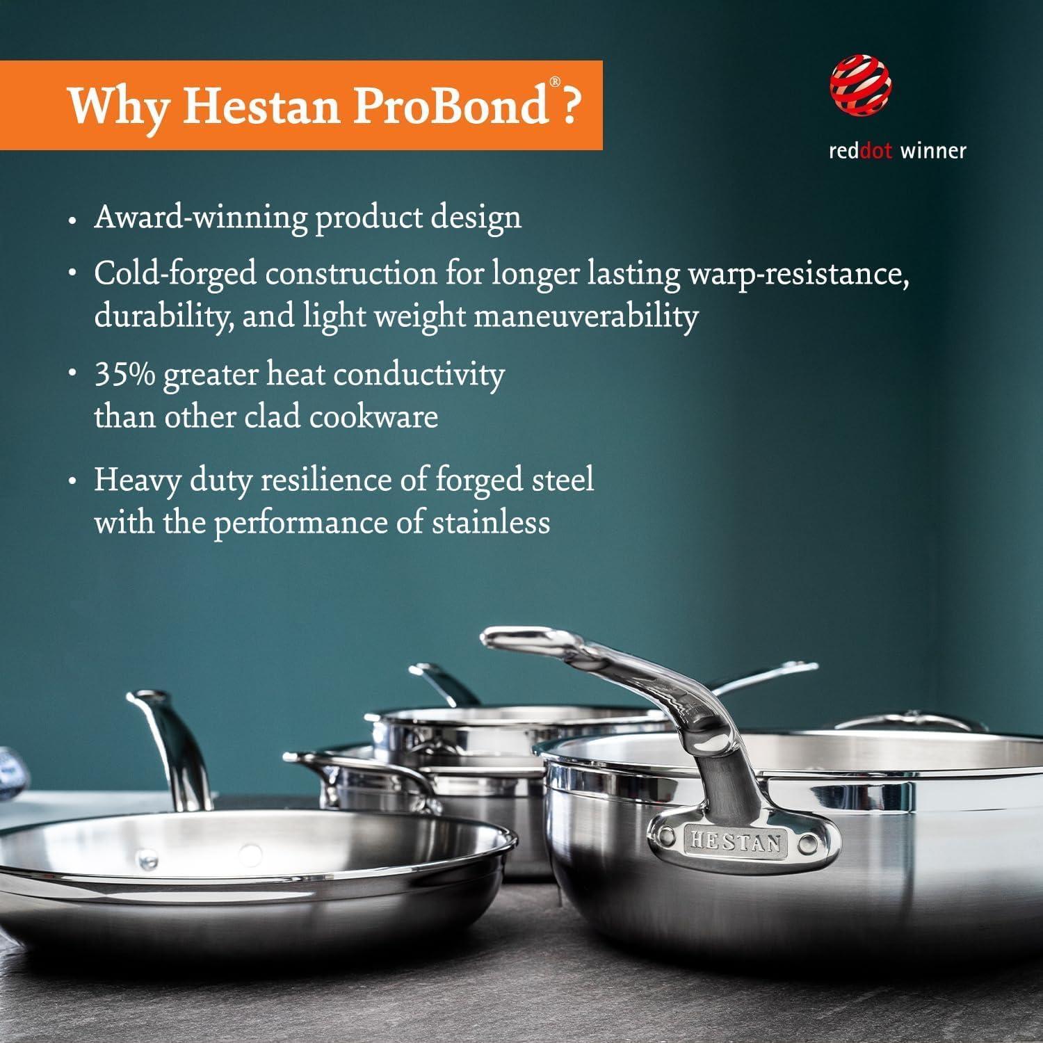 image:imageHestan ProBond Collection Professional Clad Stainless Steel 10Piece Ultimate Cookware Set Induction Cooktop Compatible10 Piece