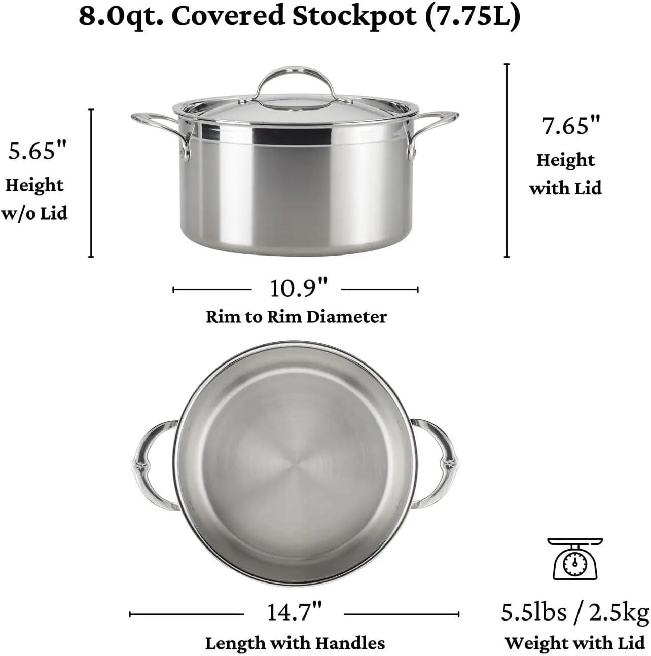 image:imageHestan ProBond Collection Professional Clad Stainless Steel 10Piece Ultimate Cookware Set Induction Cooktop Compatible10 Piece