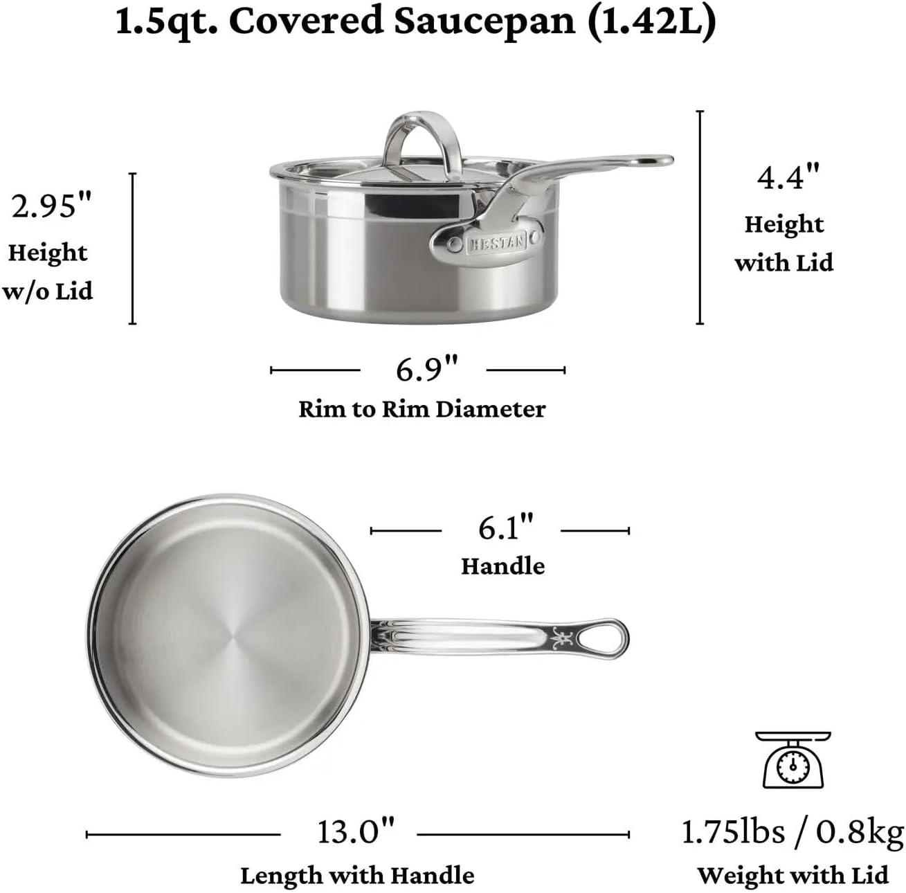 image:imageHestan ProBond Collection Professional Clad Stainless Steel 10Piece Ultimate Cookware Set Induction Cooktop Compatible10 Piece