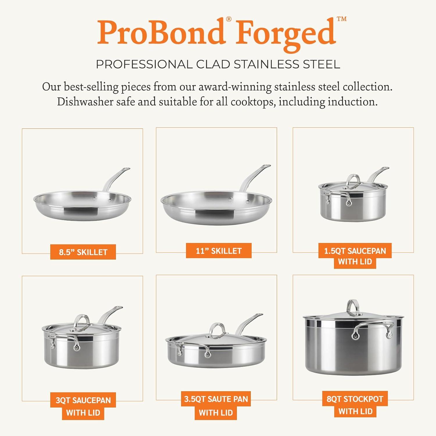 image:imageHestan ProBond Collection Professional Clad Stainless Steel 10Piece Ultimate Cookware Set Induction Cooktop Compatible10 Piece