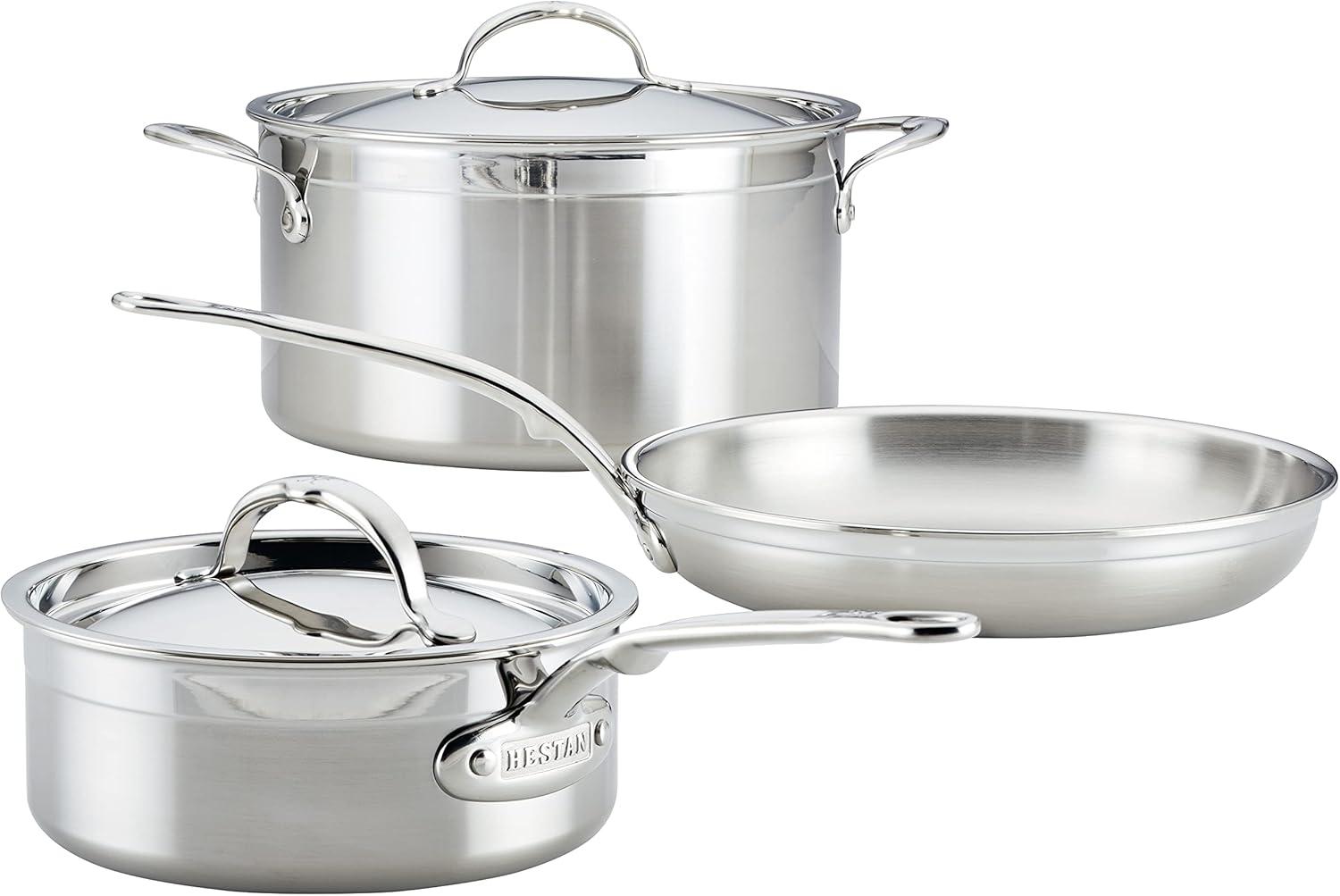 image:imageHestan ProBond Collection Professional Clad Stainless Steel 10Piece Ultimate Cookware Set Induction Cooktop Compatible5 Piece