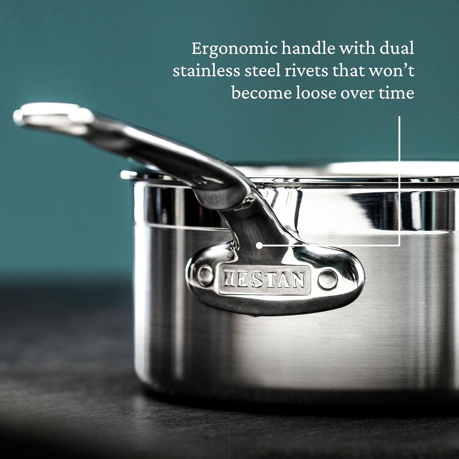image:imageHestan ProBond Collection Professional Clad Stainless Steel Sauce Pan Induction Cooktop Compatible 3 Quart