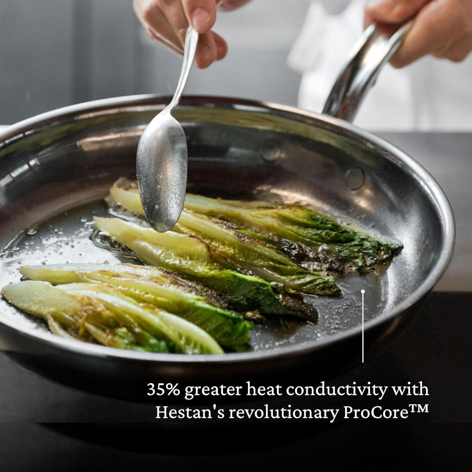 image:imageHestan NanoBond Molecular Titanium 5Piece Cookware Set PFASFree Stainless Steel 4x Stronger 1050F Safe Induction Compatible Handcrafted Italy