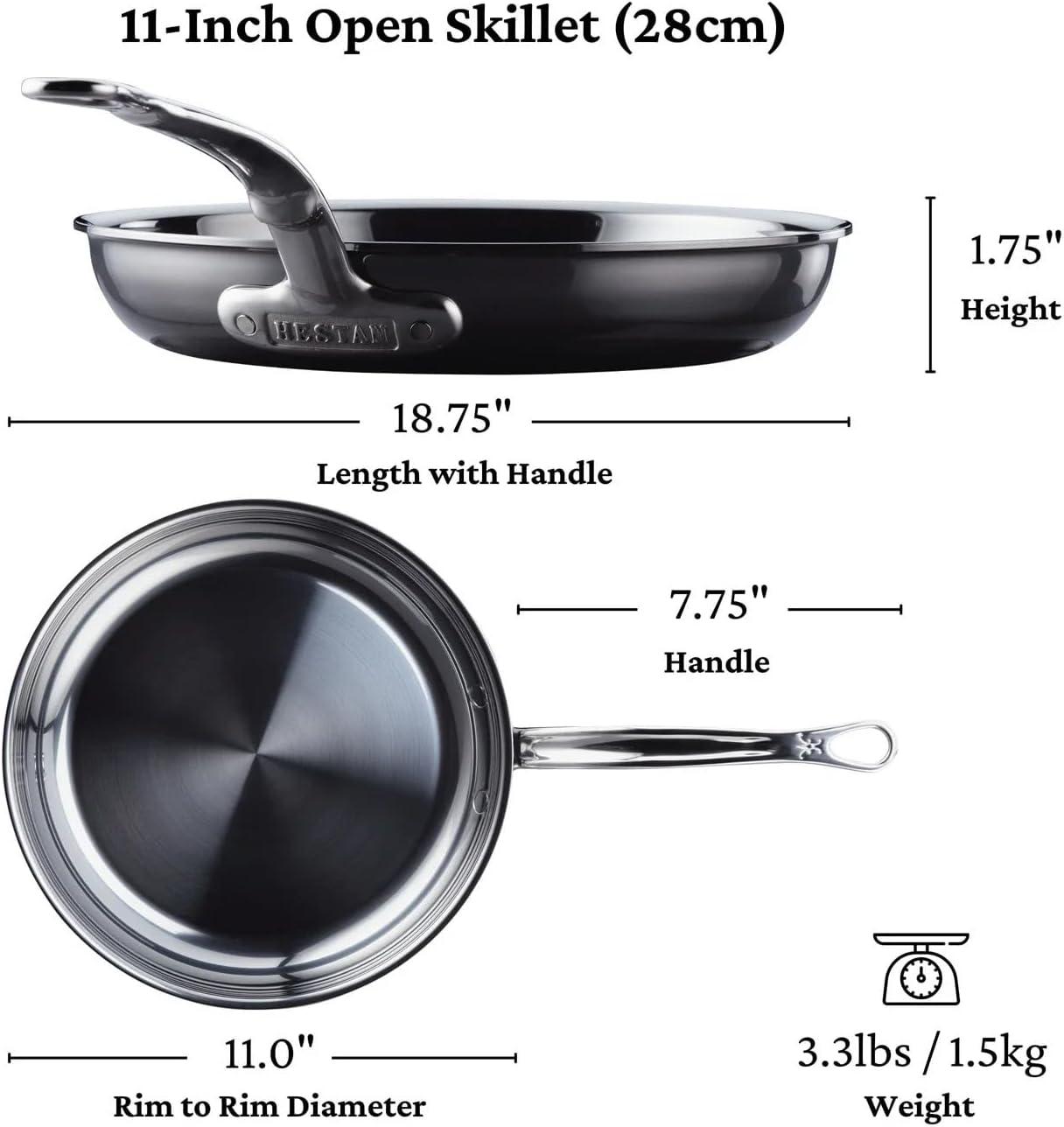 image:imageHestan NanoBond Molecular Titanium 5Piece Cookware Set PFASFree Stainless Steel 4x Stronger 1050F Safe Induction Compatible Handcrafted Italy