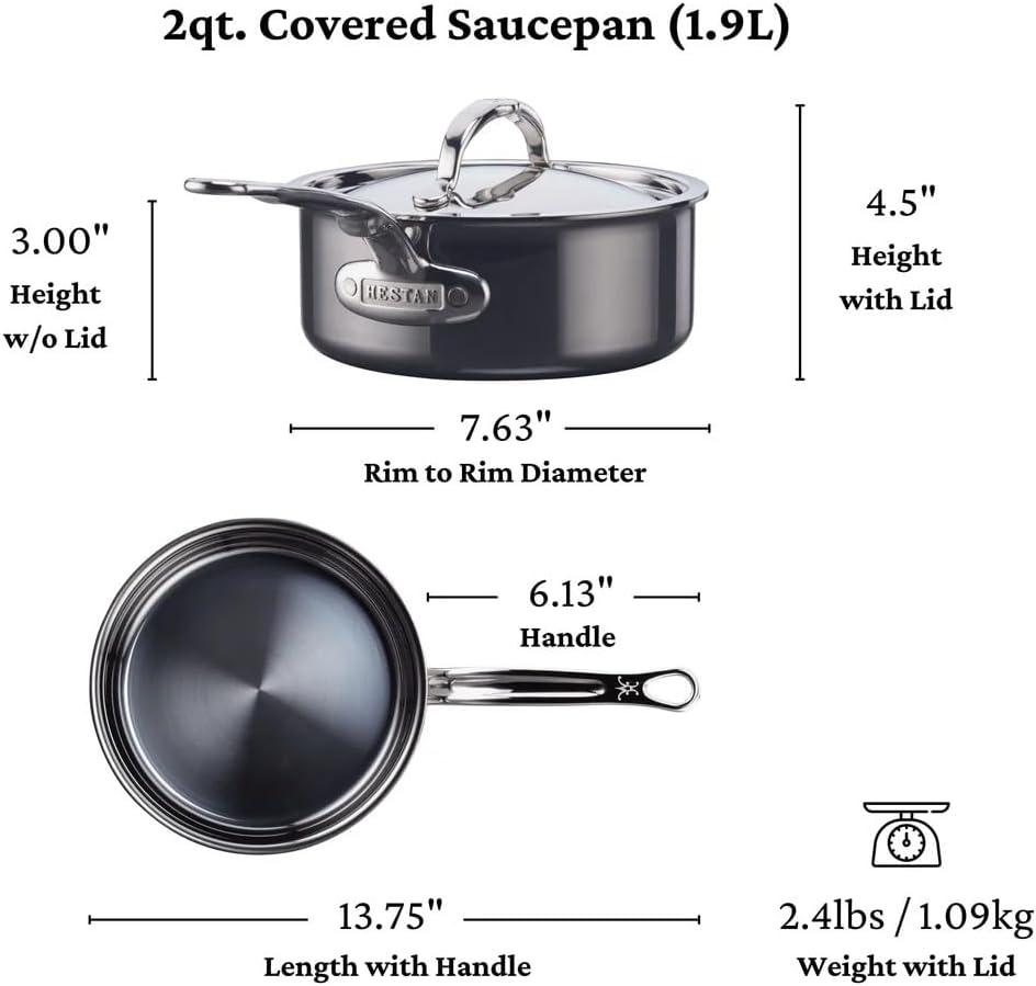 image:imageHestan NanoBond Molecular Titanium 5Piece Cookware Set PFASFree Stainless Steel 4x Stronger 1050F Safe Induction Compatible Handcrafted Italy