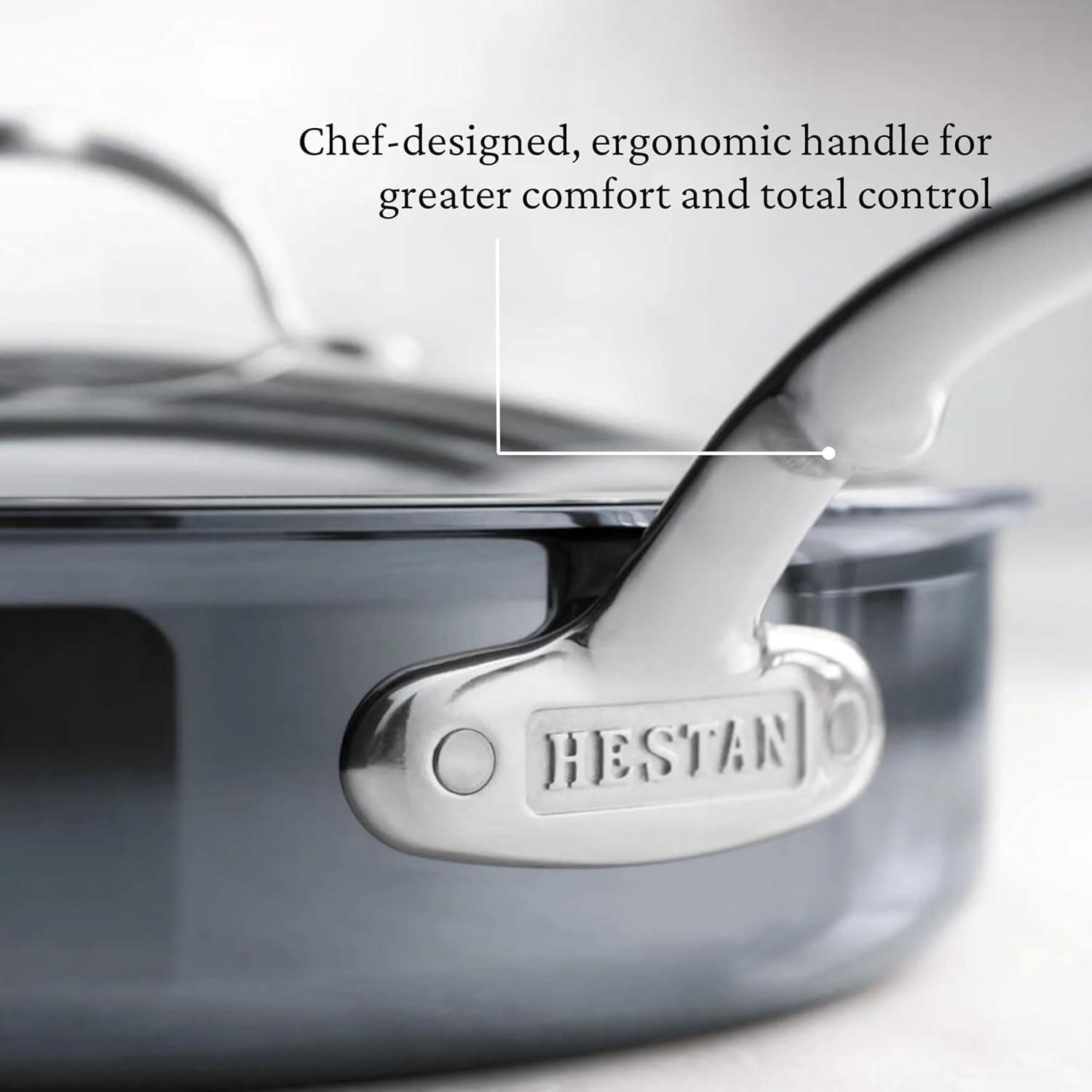 image:imageHestan NanoBond Molecular Titanium 5Piece Cookware Set PFASFree Stainless Steel 4x Stronger 1050F Safe Induction Compatible Handcrafted Italy