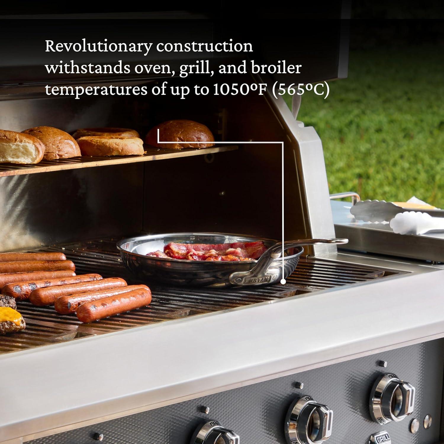 image:imageHestan NanoBond Molecular Titanium Frying Pan 11Inch PFASFree Stainless Steel Skillet 4x Stronger 1050F Safe Induction Compatible Handcrafted Italy