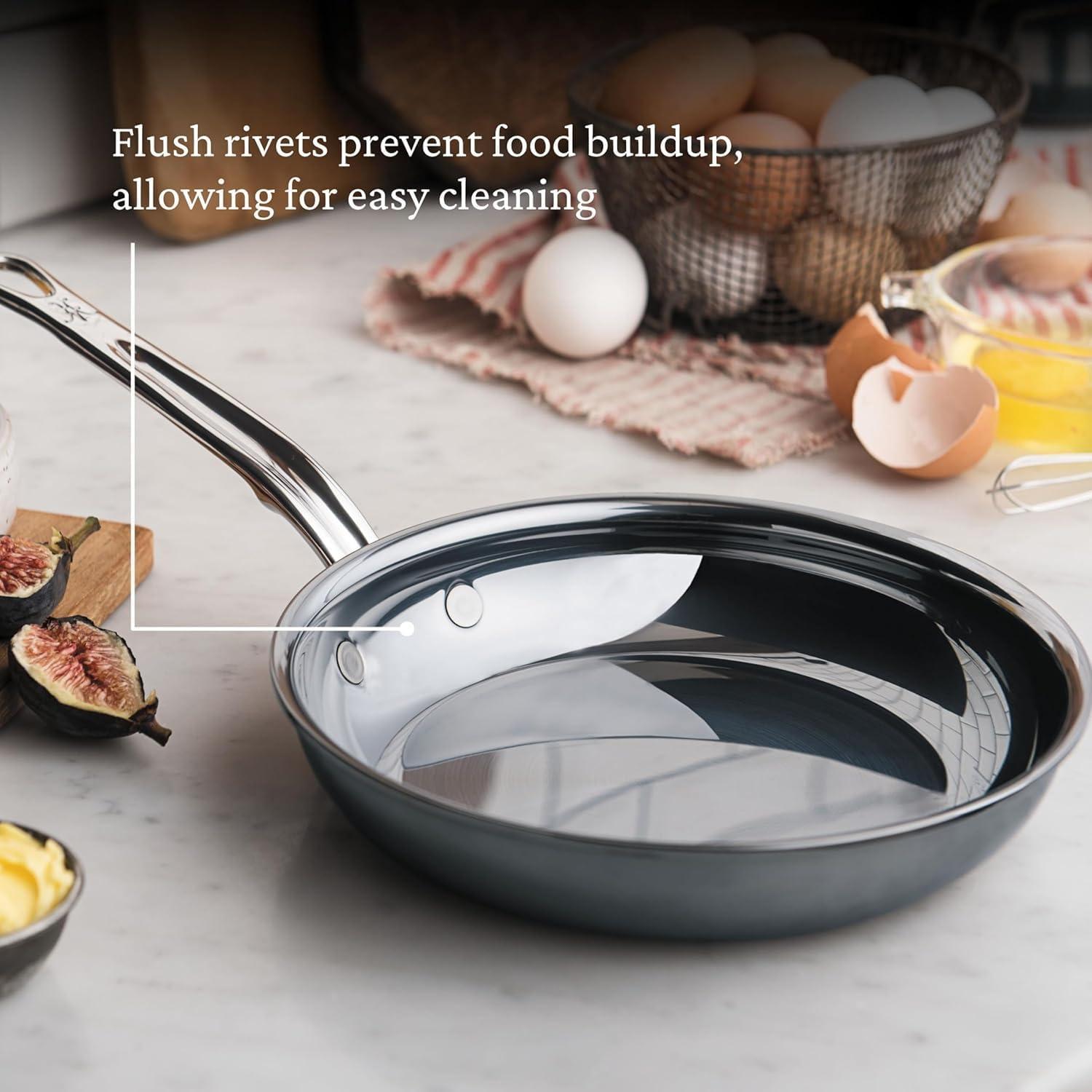 image:imageHestan NanoBond Molecular Titanium Frying Pan 85Inch PFASFree Stainless Steel Skillet 4x Stronger 1050F Safe Induction Compatible Handcrafted ItalyFrying Pan 85Inch
