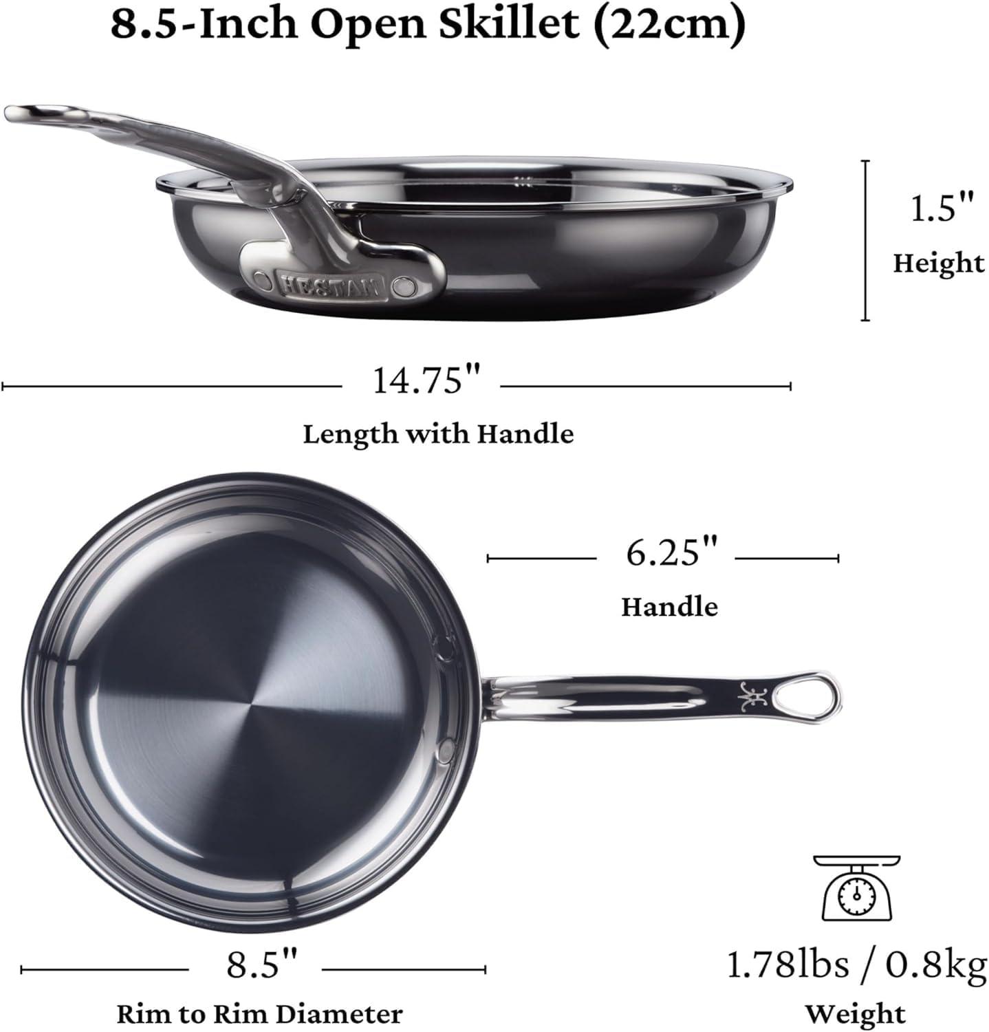 image:imageHestan NanoBond Molecular Titanium Frying Pan 85Inch PFASFree Stainless Steel Skillet 4x Stronger 1050F Safe Induction Compatible Handcrafted ItalyFrying Pan 85Inch