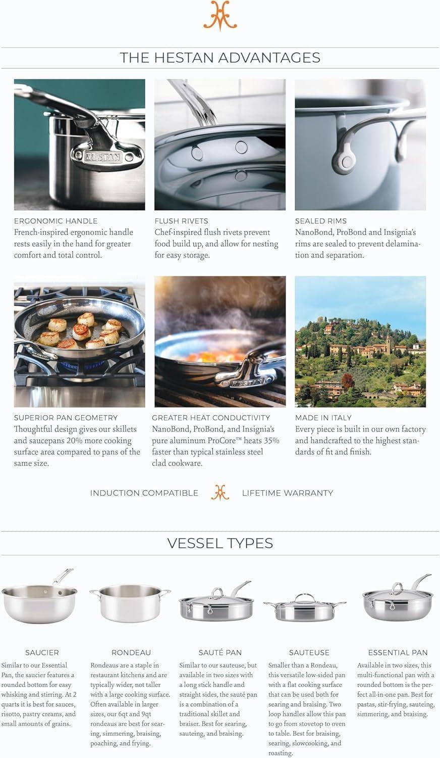 image:imageHestan NanoBond Molecular Titanium Frying Pan 85Inch PFASFree Stainless Steel Skillet 4x Stronger 1050F Safe Induction Compatible Handcrafted ItalyFrying Pan 85Inch