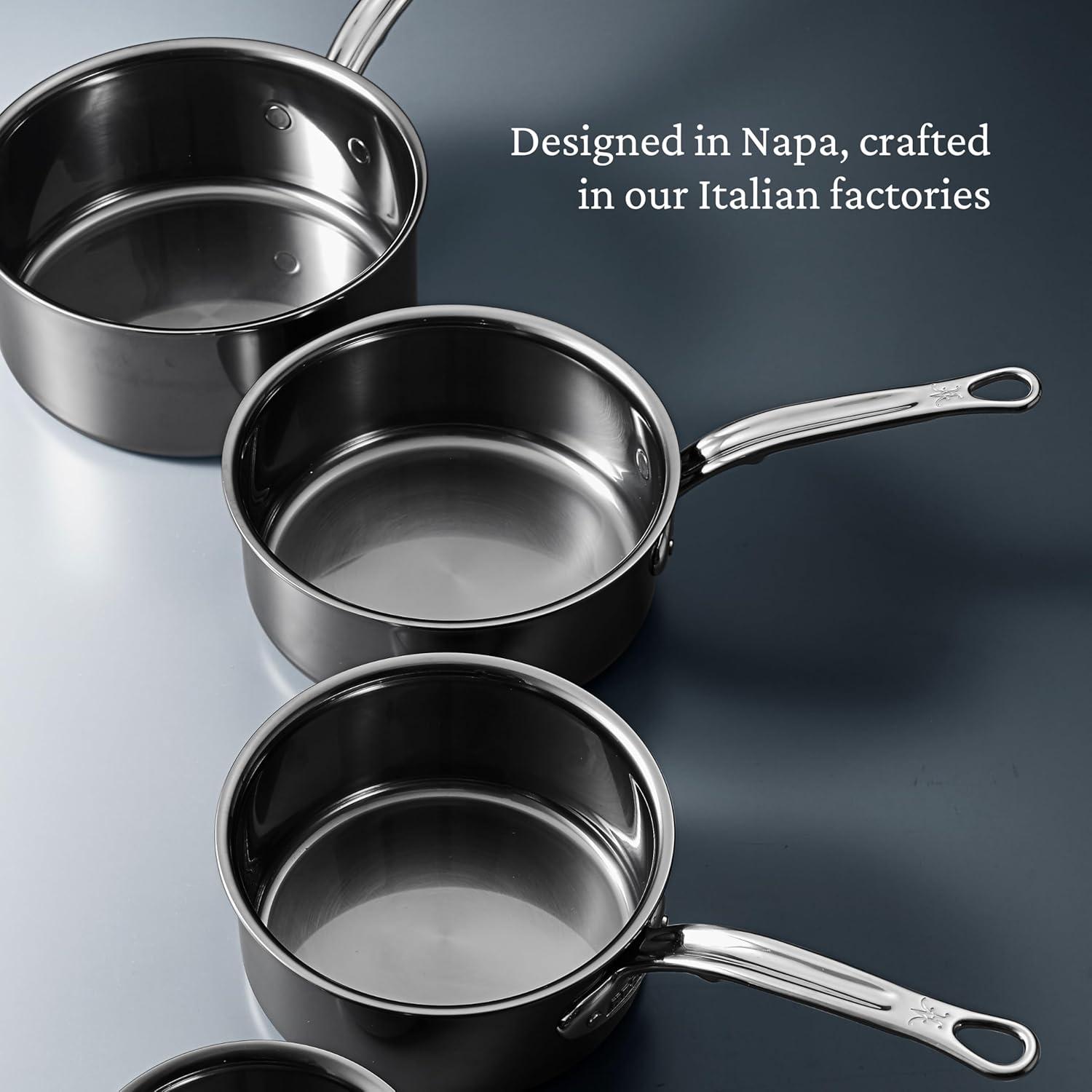image:imageHestan NanoBond Molecular Titanium Saucepan with Lid 3Quart PFASFree Stainless Steel 4x Stronger 1050F Oven Safe Induction Compatible Handcrafted Italy