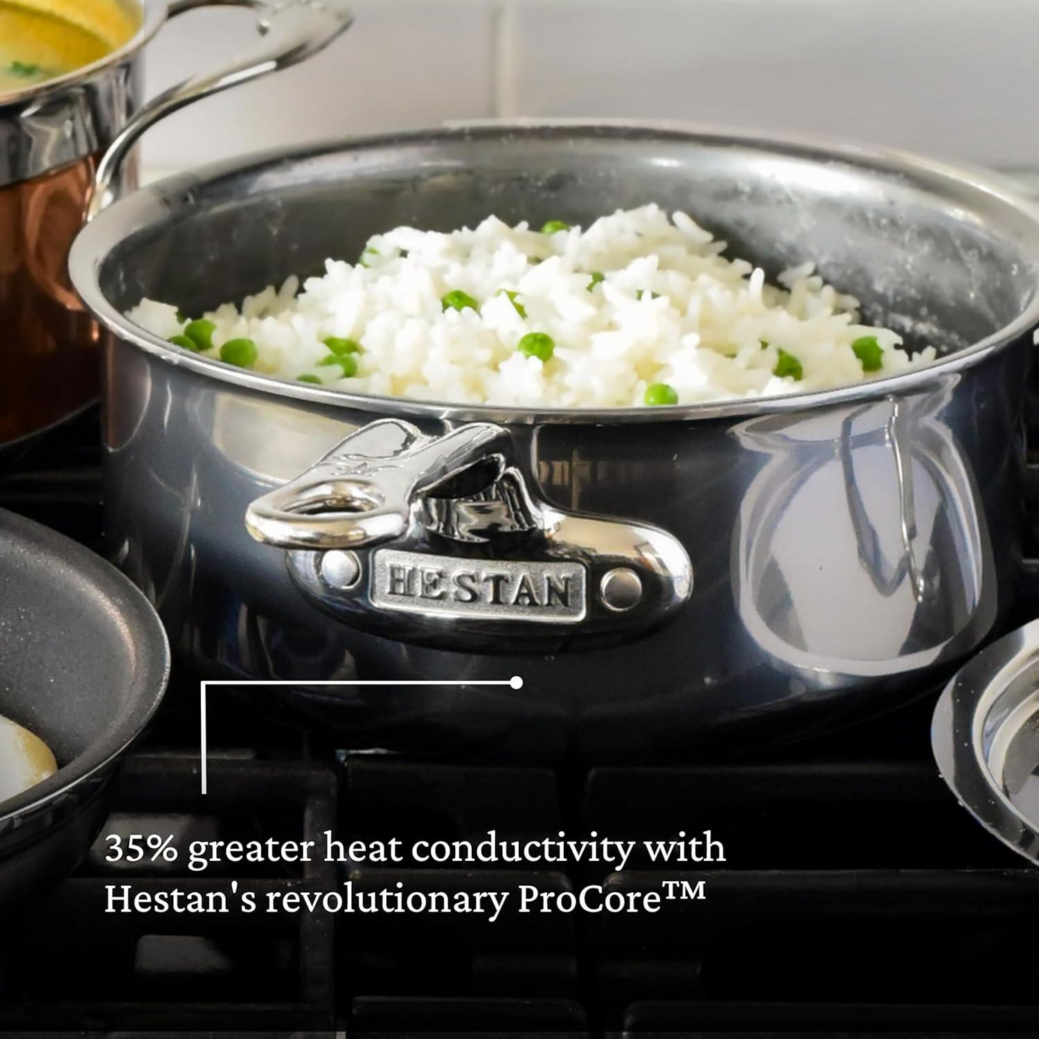 image:imageHestan NanoBond Molecular Titanium Saucepan with Lid 3Quart PFASFree Stainless Steel 4x Stronger 1050F Oven Safe Induction Compatible Handcrafted Italy