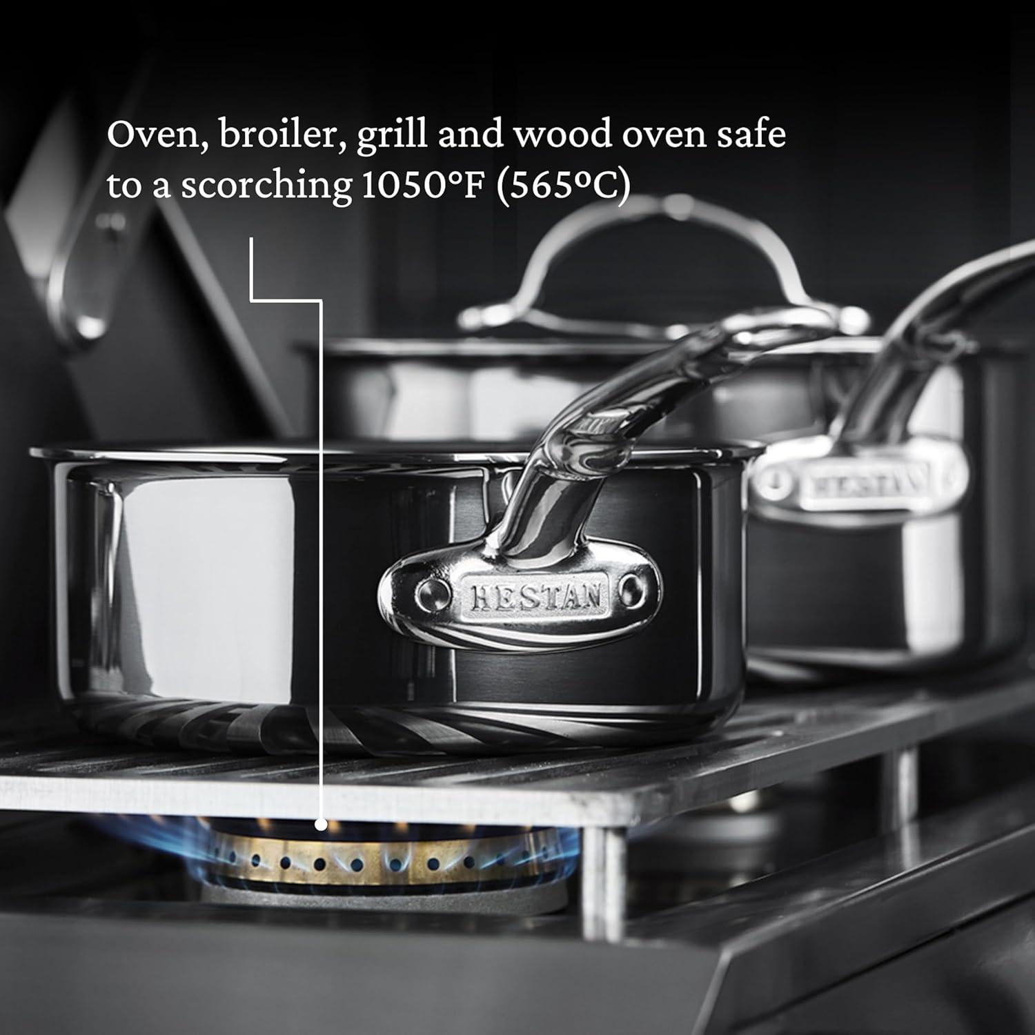 image:imageHestan NanoBond Molecular Titanium Saucepan with Lid 3Quart PFASFree Stainless Steel 4x Stronger 1050F Oven Safe Induction Compatible Handcrafted Italy