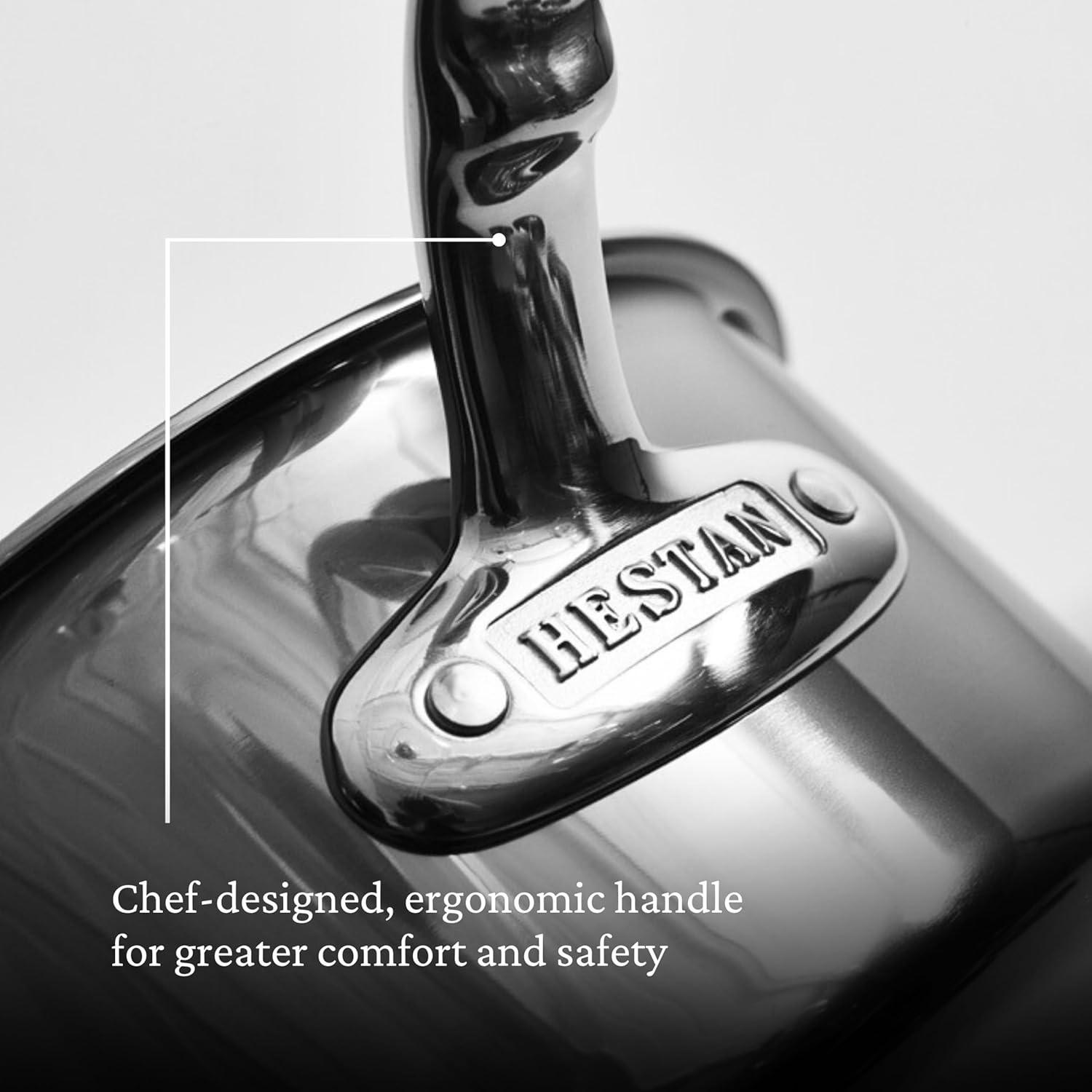 image:imageHestan NanoBond Molecular Titanium Saucepan with Lid 3Quart PFASFree Stainless Steel 4x Stronger 1050F Oven Safe Induction Compatible Handcrafted Italy