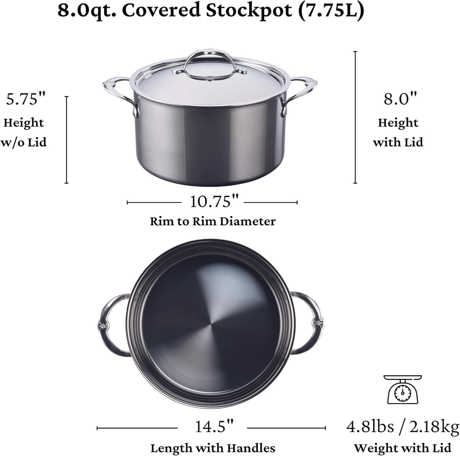 image:imageHestan NanoBond Molecular Titanium Stock Pot with Lid 8Quart PFASFree Stainless Steel 4x Stronger 1050F Oven Safe Induction Compatible Handcrafted Italy