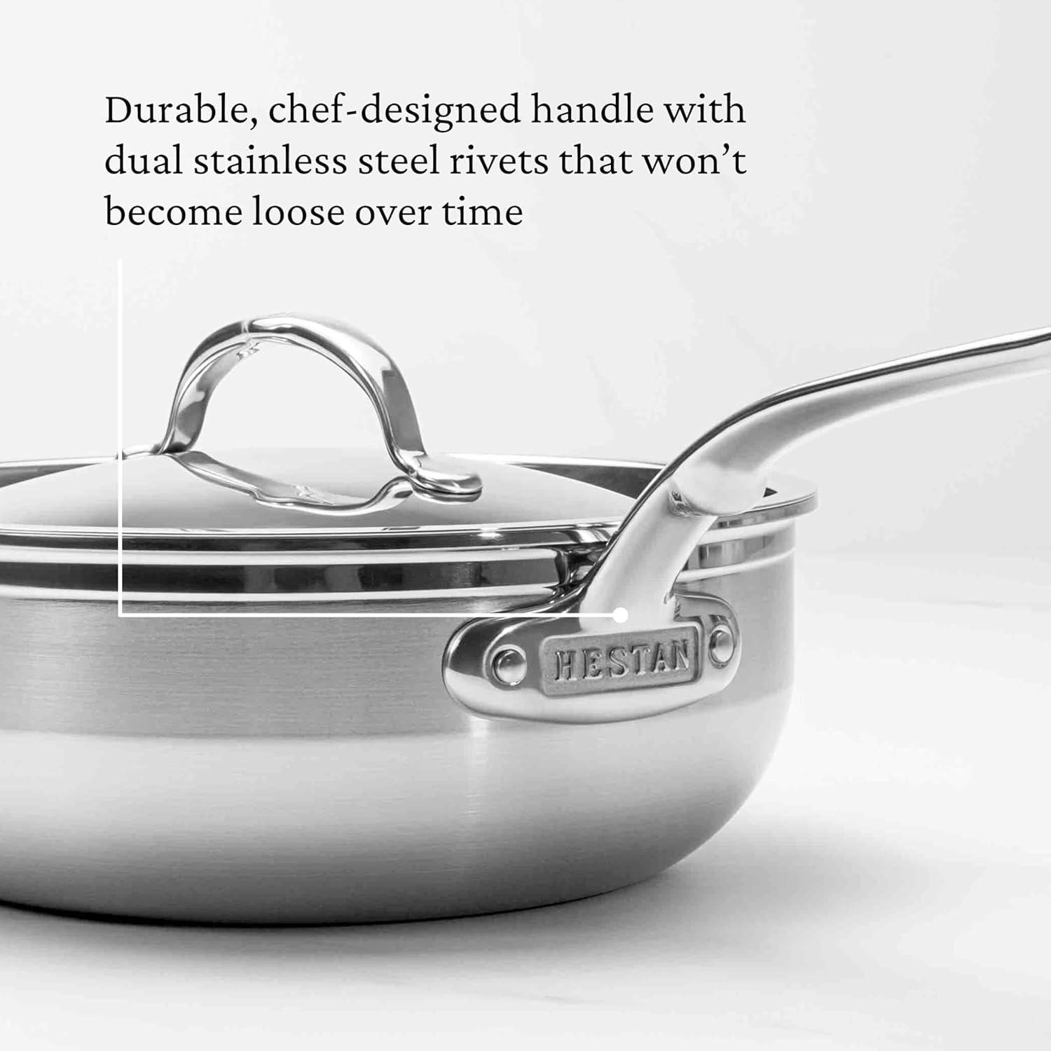 image:imageHestan ProBond Forged Professional Clad Stainless Steel AllInOne Pan 5 Quart with Helper Handle Induction Compatible35 quarts