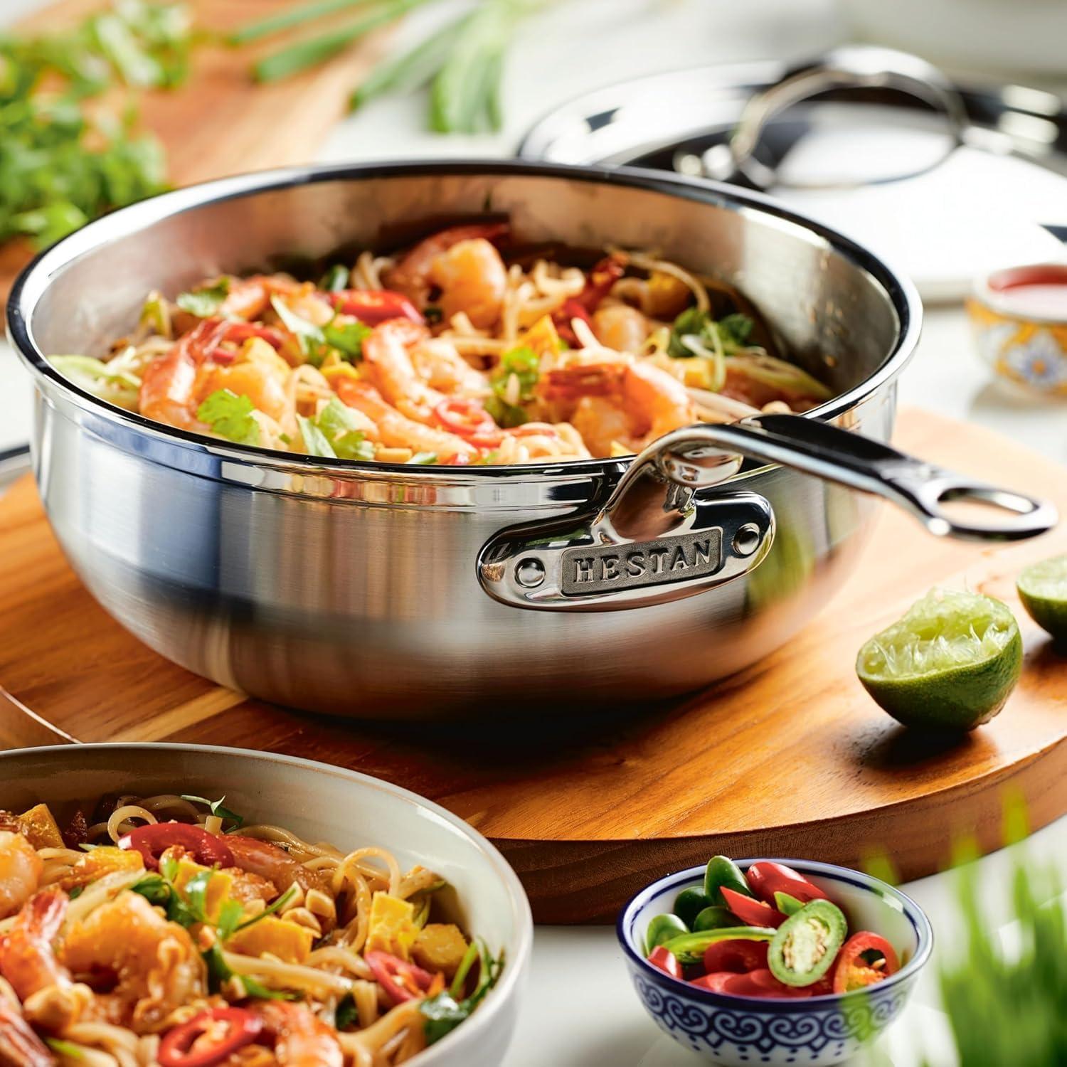 image:imageHestan ProBond Forged Professional Clad Stainless Steel AllInOne Pan 5 Quart with Helper Handle Induction Compatible35 quarts